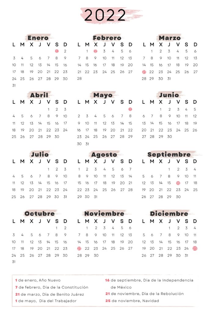 Calendario laboral de México 2022