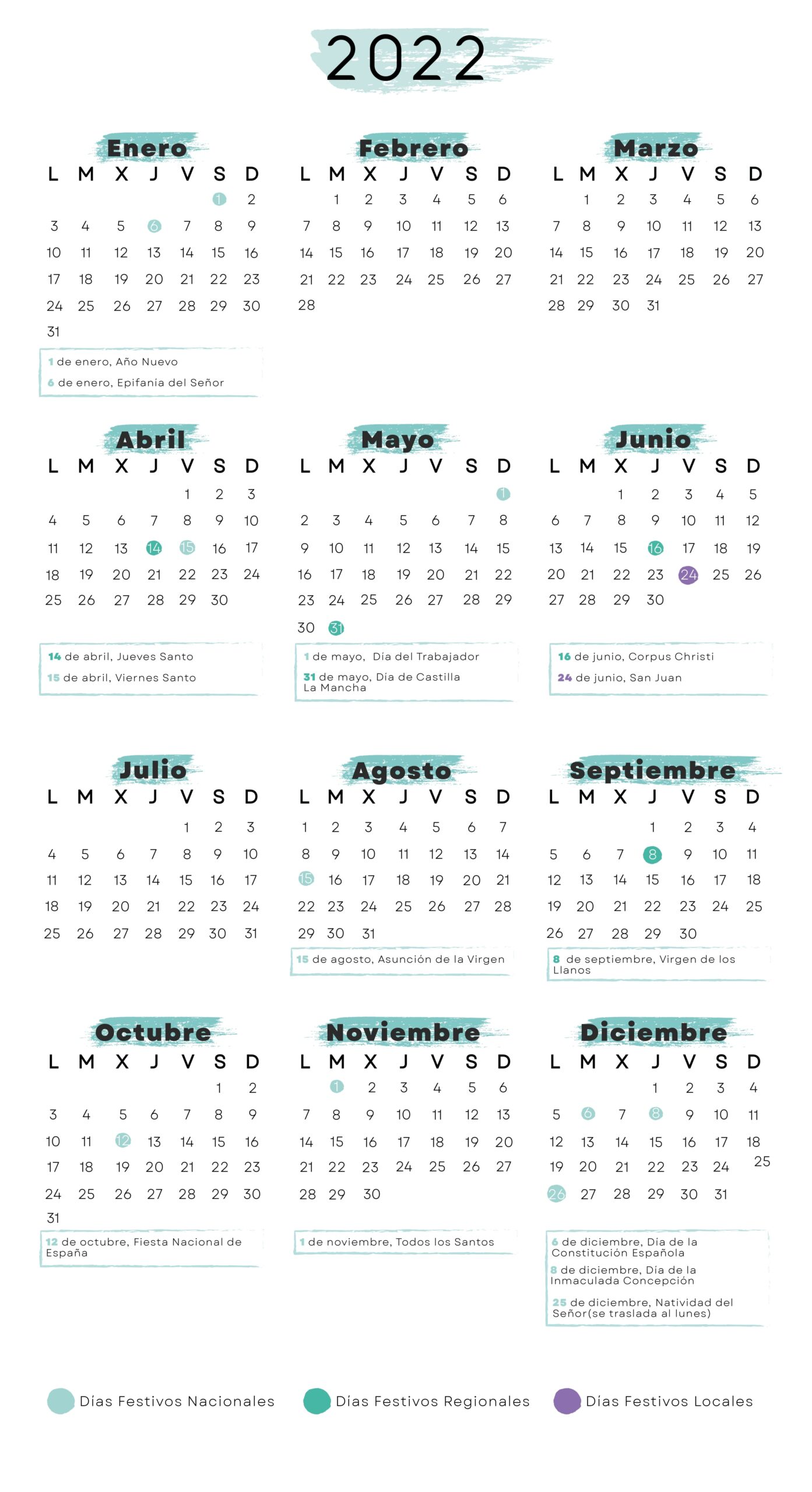 Calendario laboral Albacete 2022