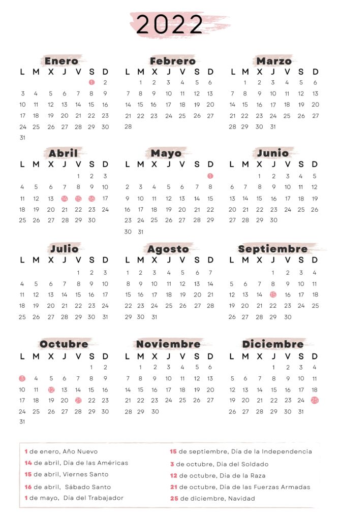 Calendario laboral de Honduras 2022