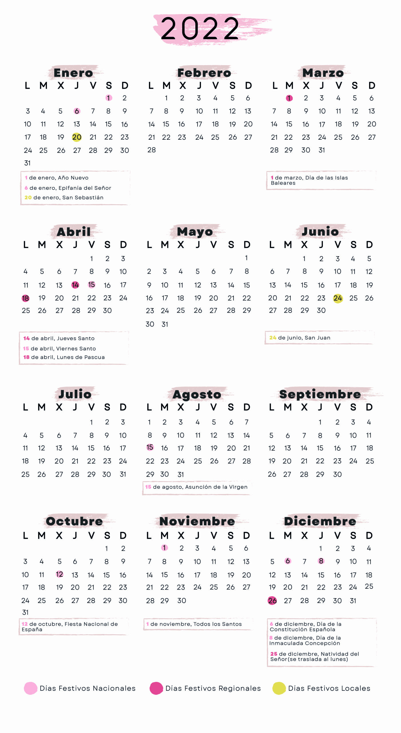 Calendario laboral Baleares 2022