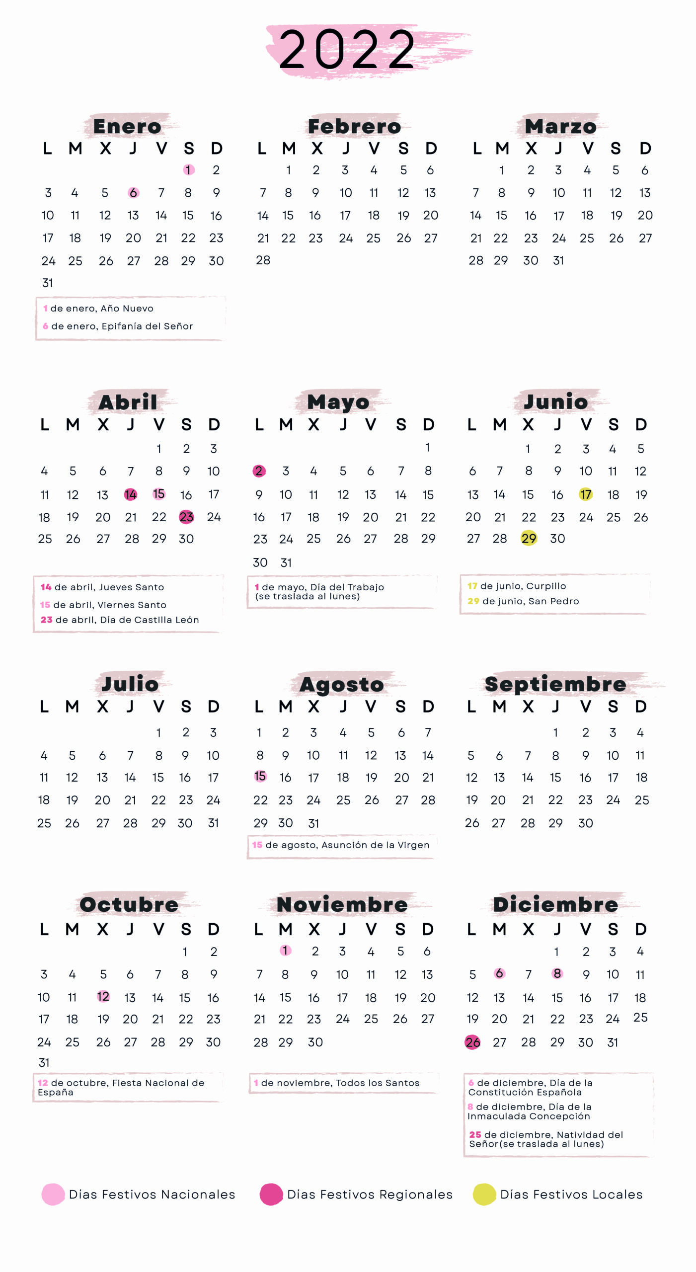 Calendario laboral Burgos 2022