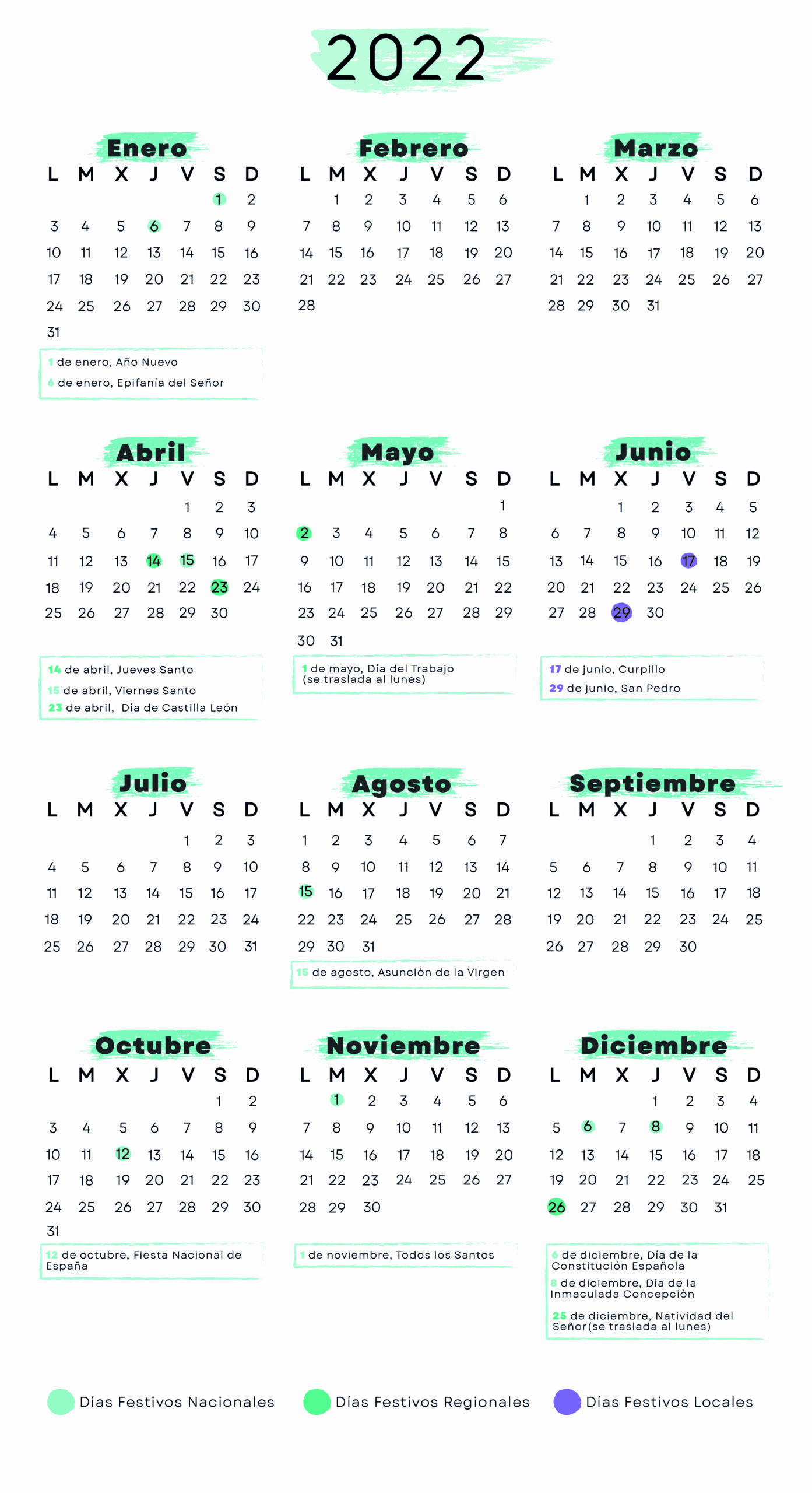 Calendario laboral Burgos 2022