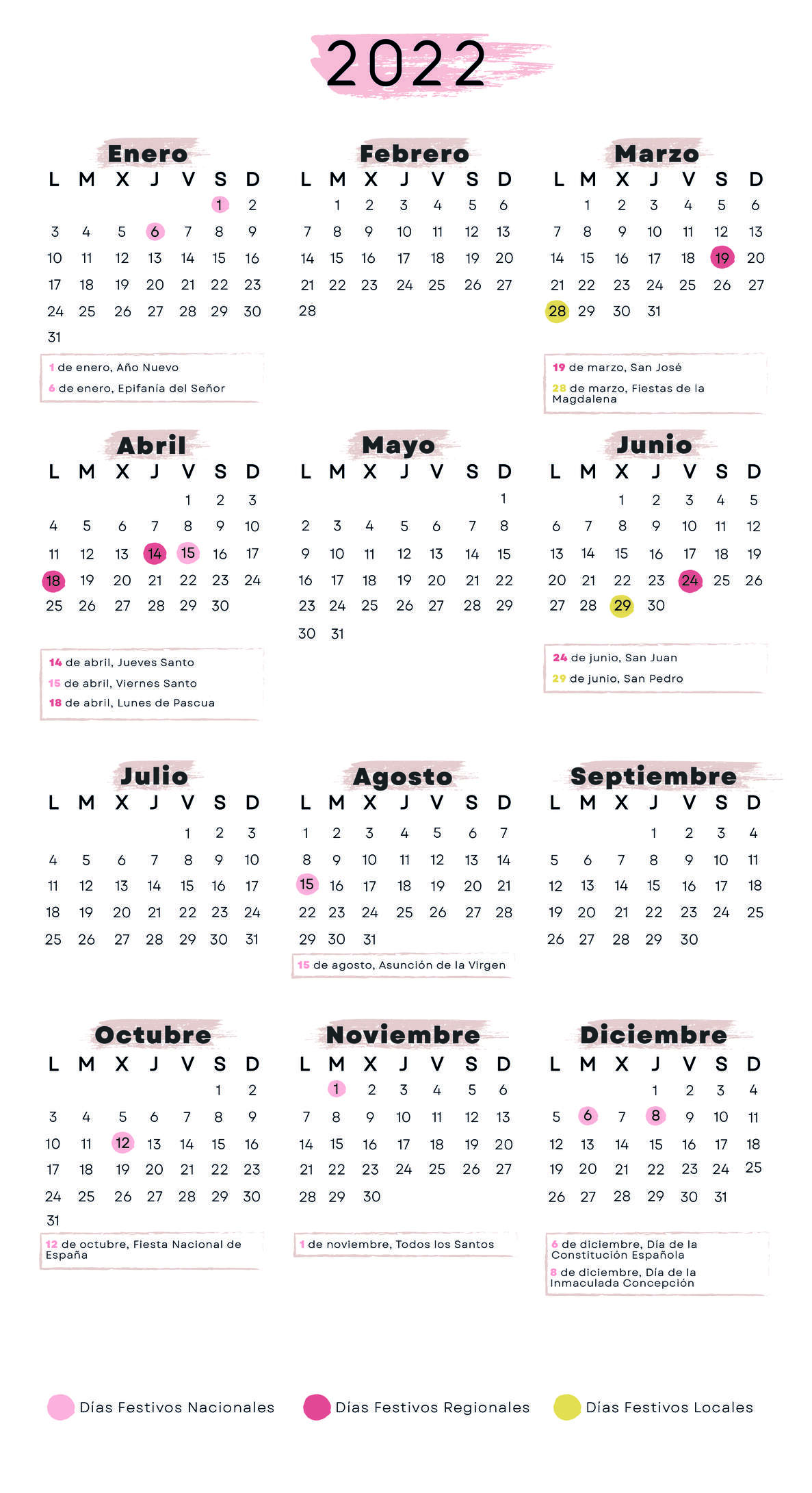 Calendario laboral Castellón 2022