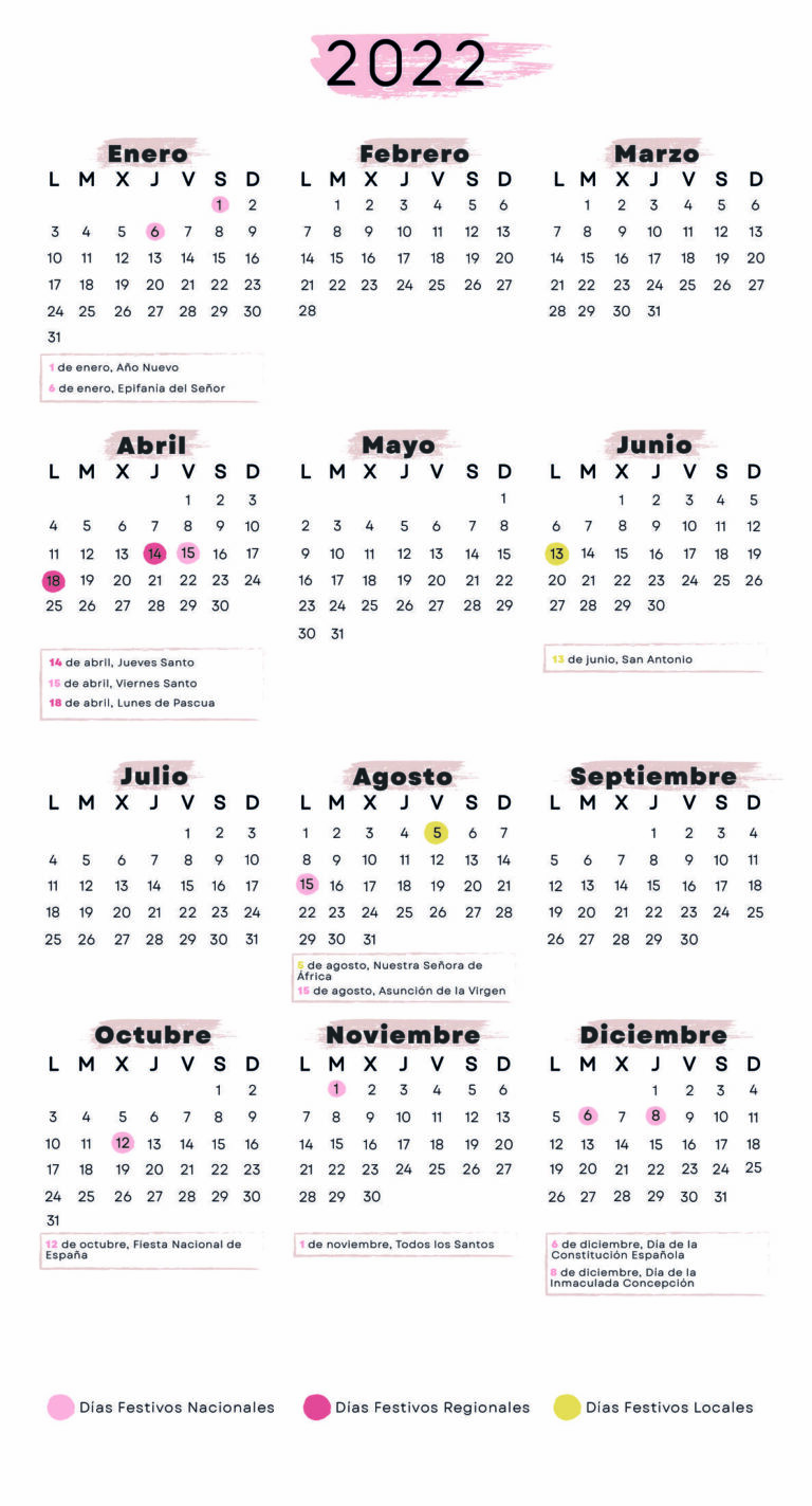 Calendario laboral Ceuta 2022