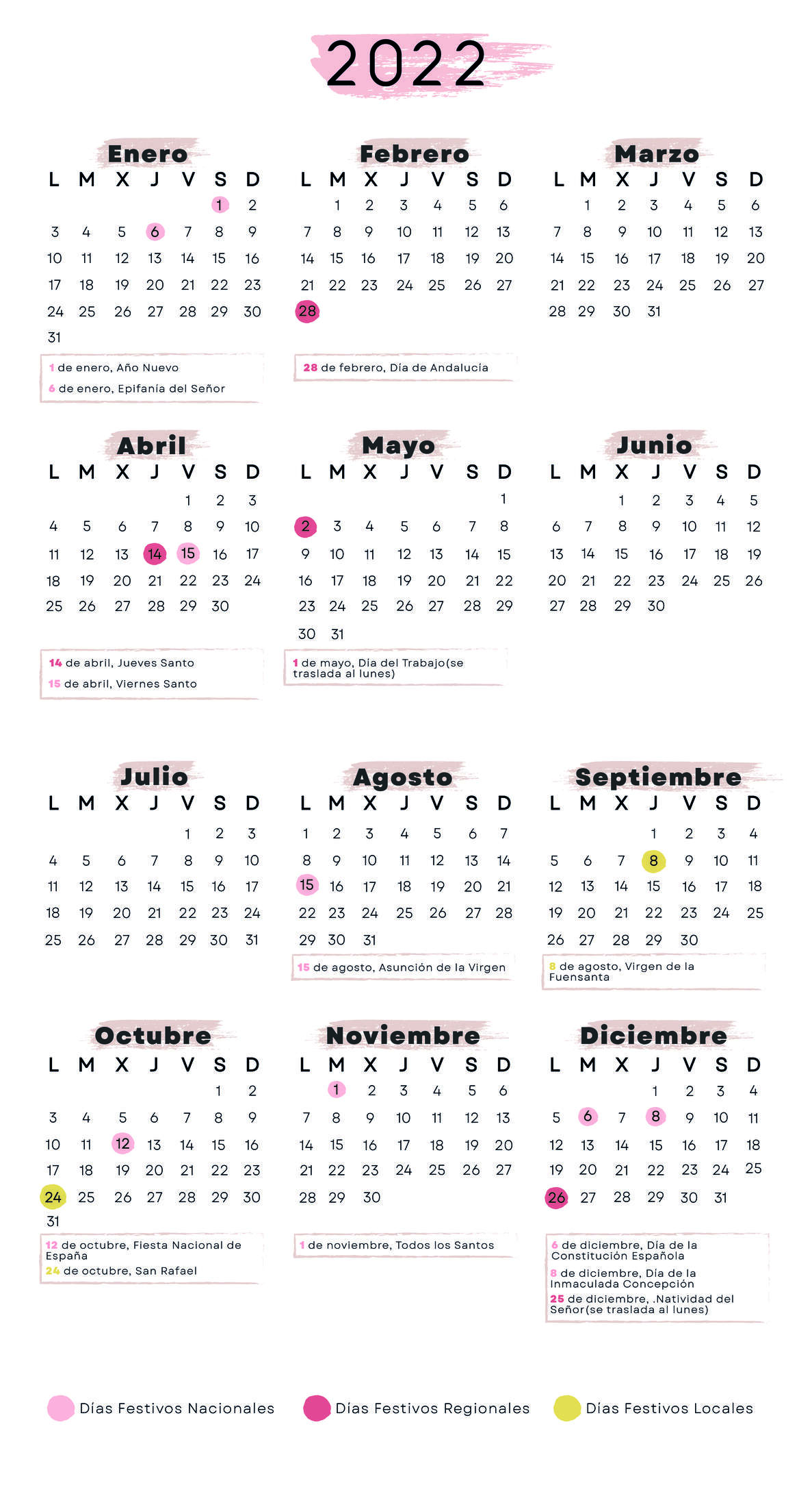 Calendario laboral Córdoba 2022
