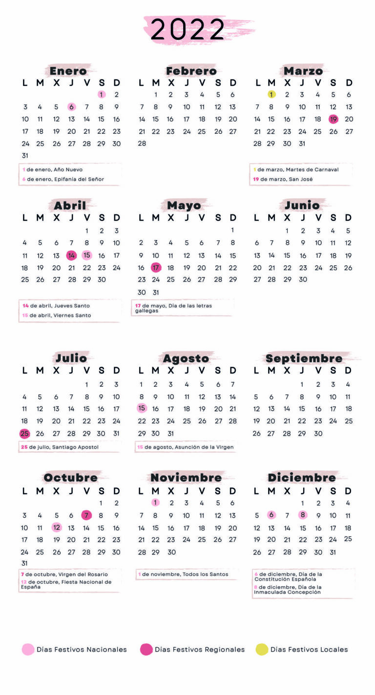 Calendario laboral Coruña 2022