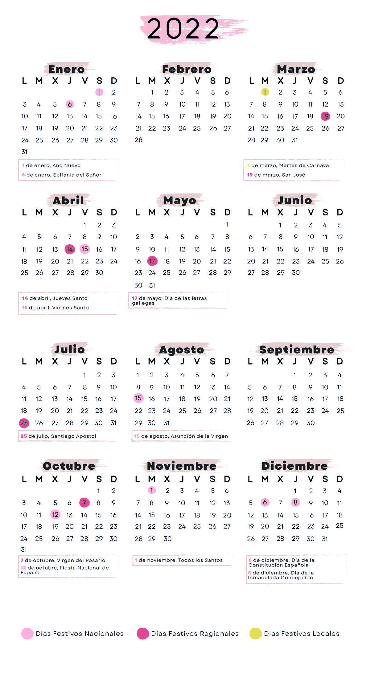 Calendario laboral La Coruña 2022
