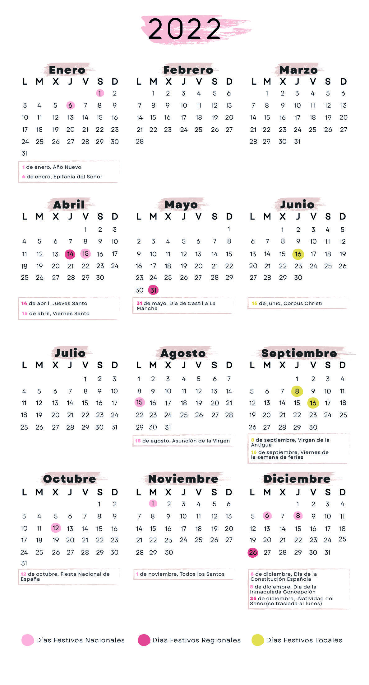 Calendario laboral Guadalajara 2022