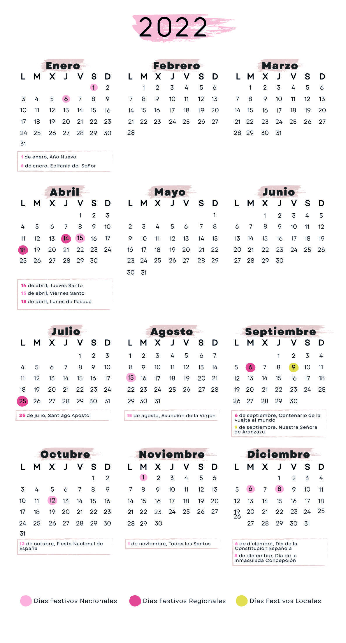 Calendario laboral Gipuzkoa 2022