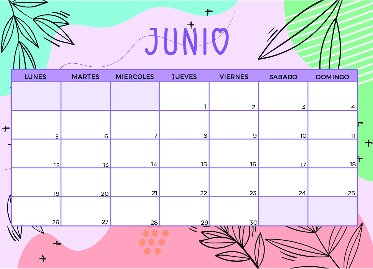 Calendario Junio 2023 con flores