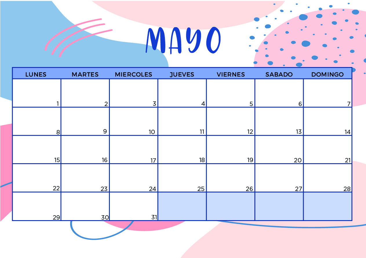 Calendario Mayo 2023 aesthetic