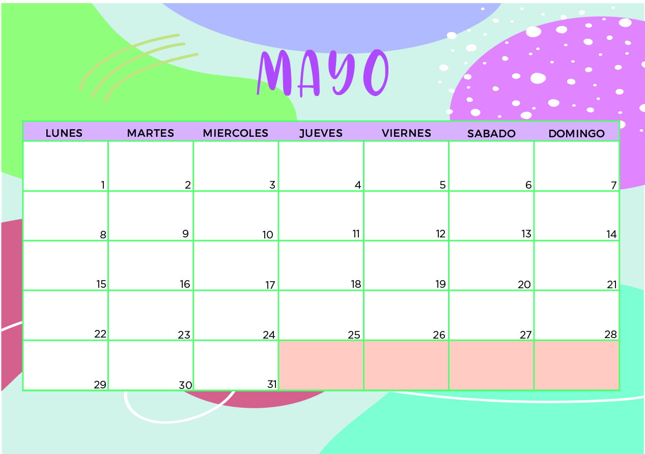 Calendario Mayo 2023 aesthetic
