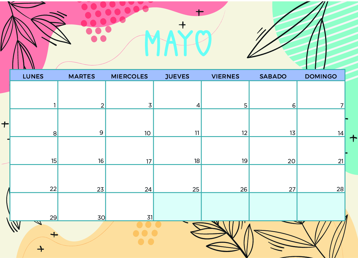 Calendario de Mayo 2023 con flores y colores