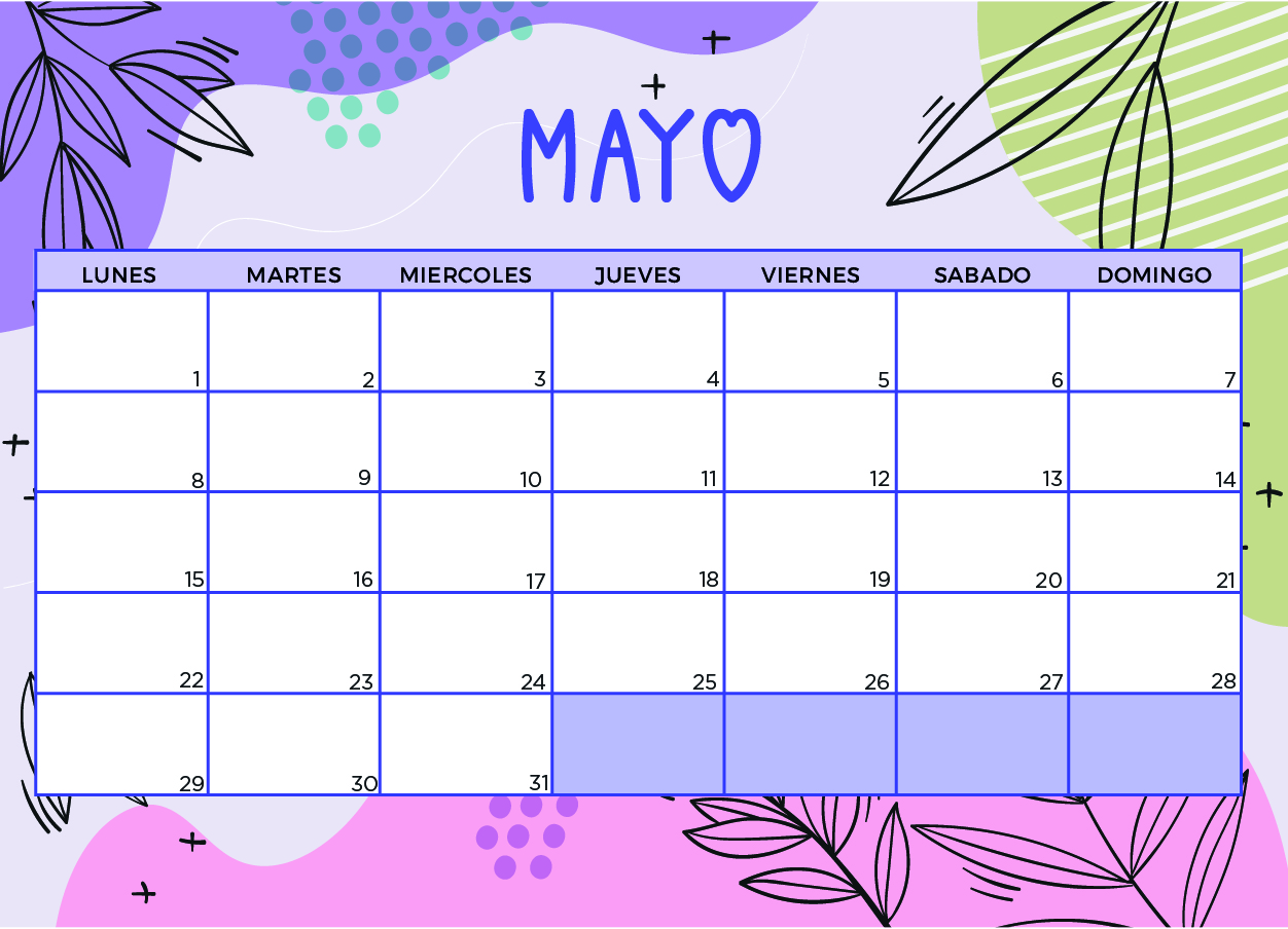 Calendario de Mayo 2023 con flores y colores