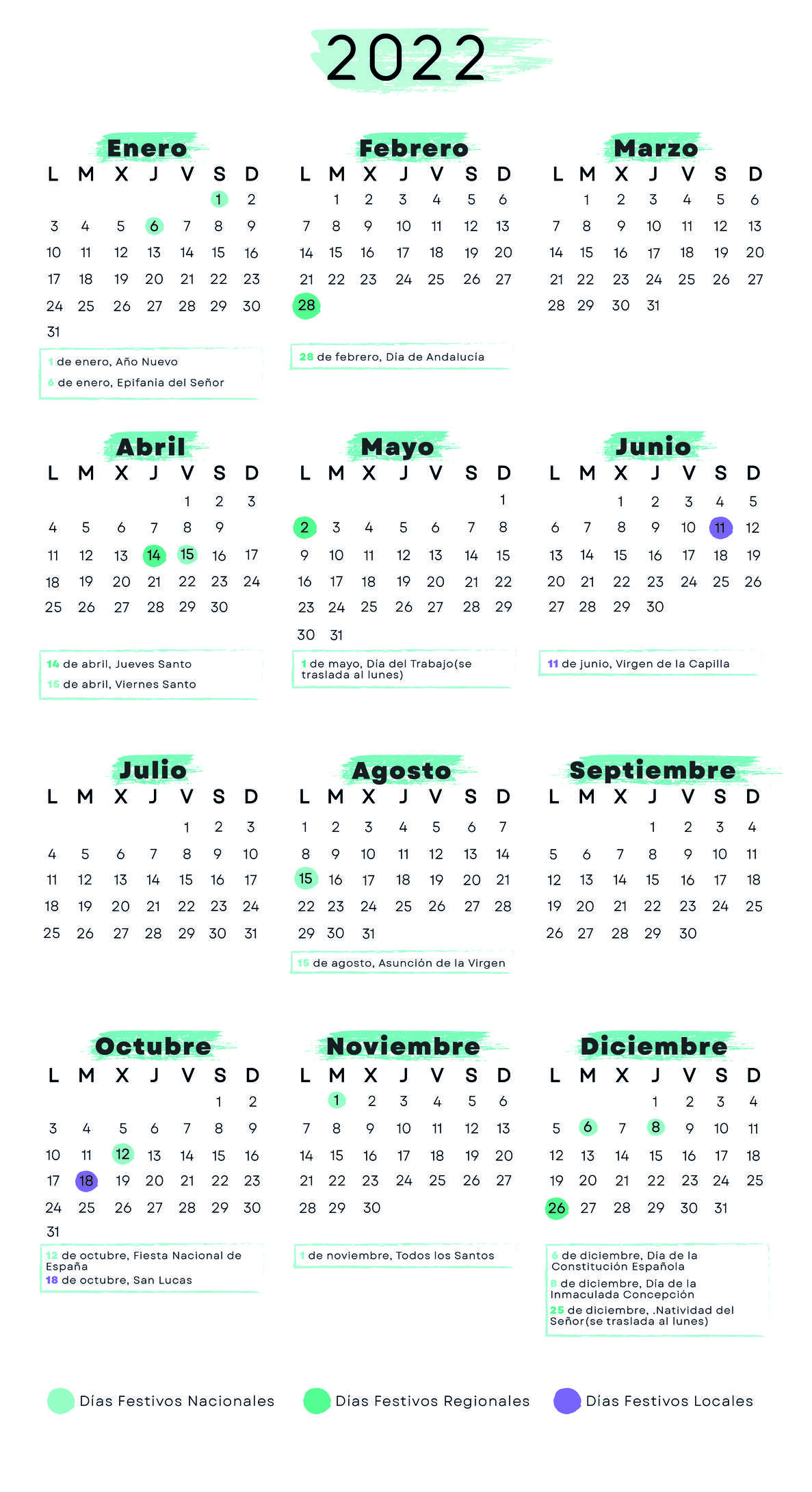 Calendario laboral Jaén 2022
