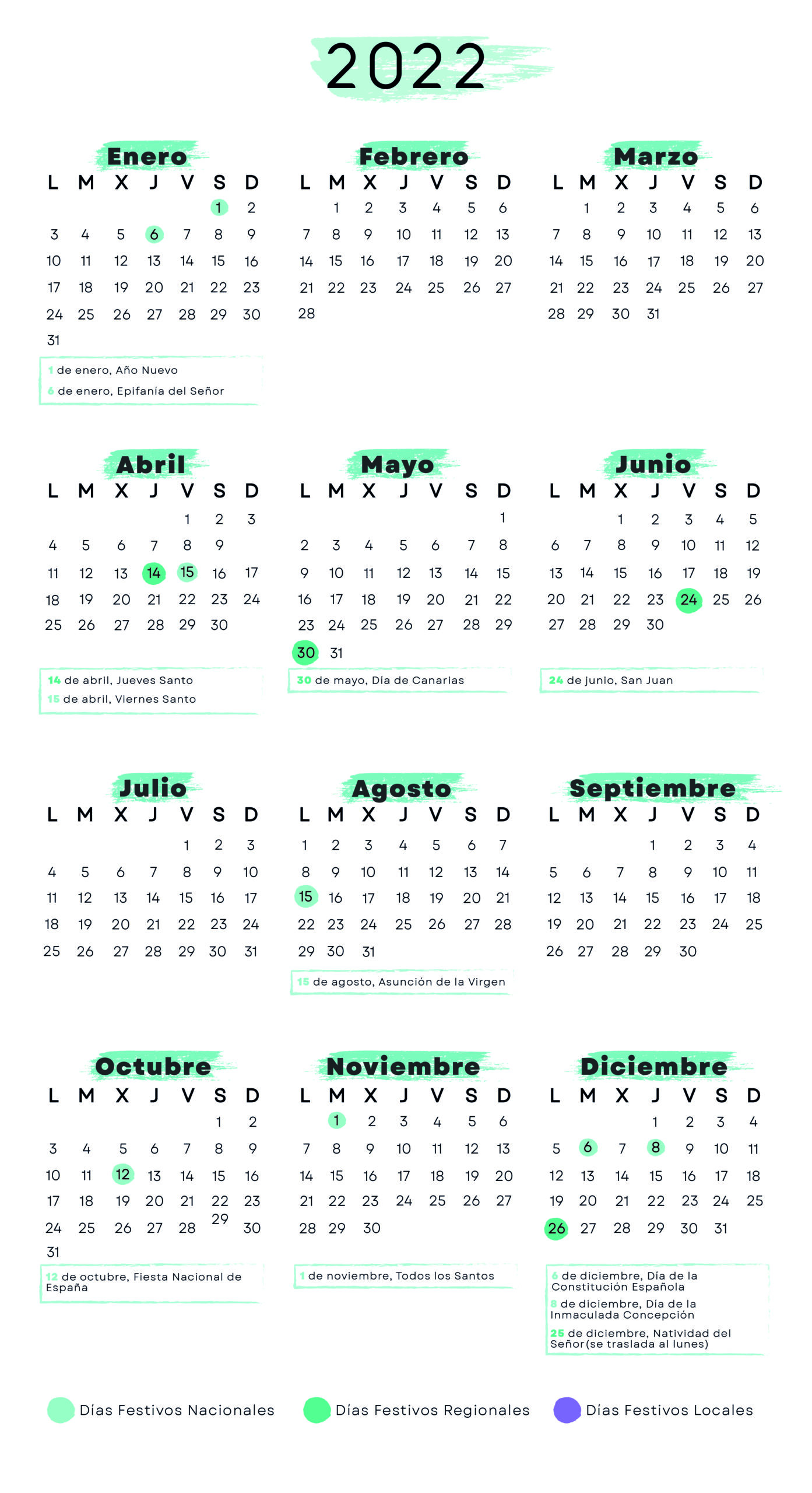 Calendario laboral Las Palmas 2022