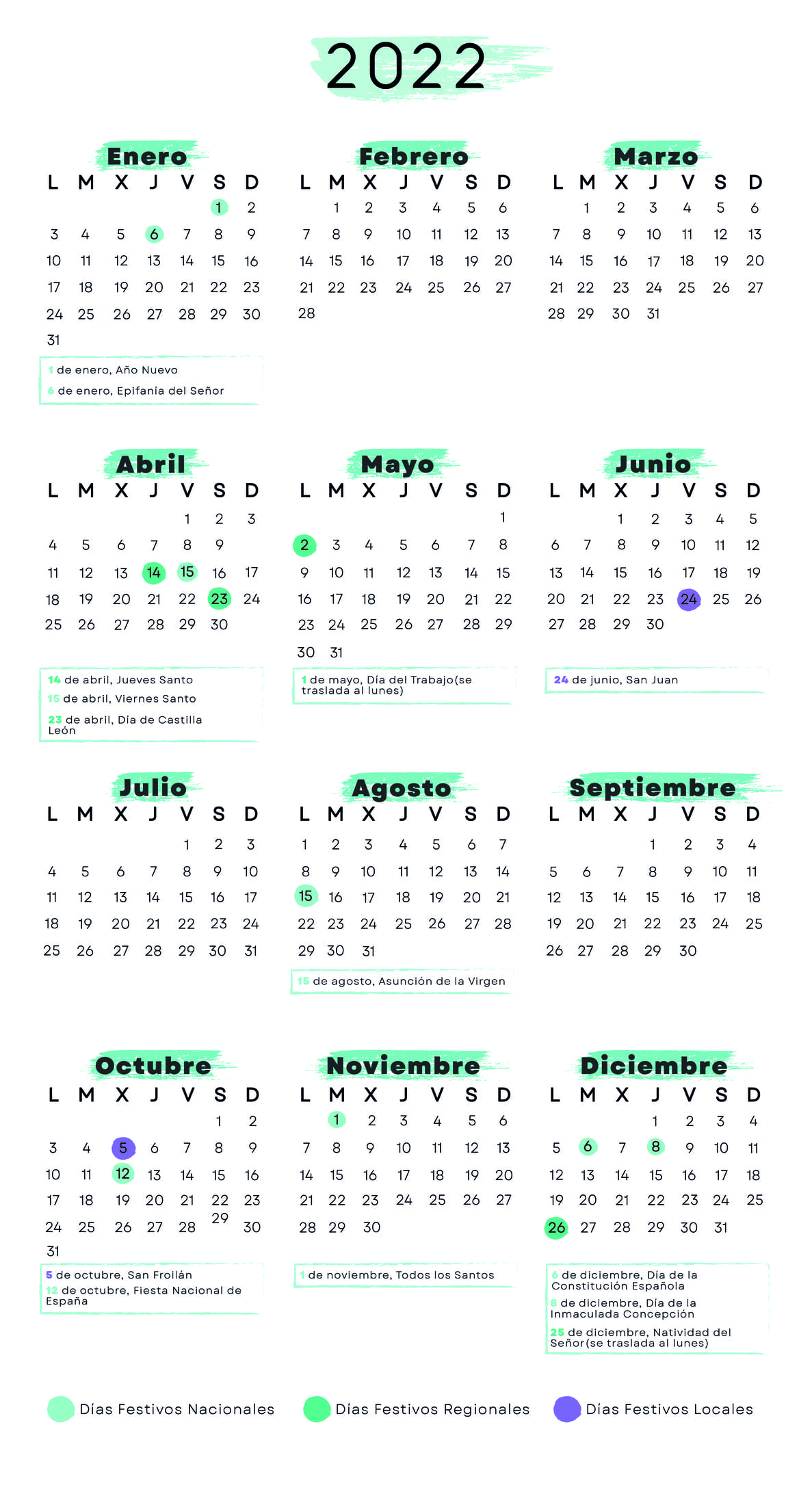 Calendario laboral León 2022