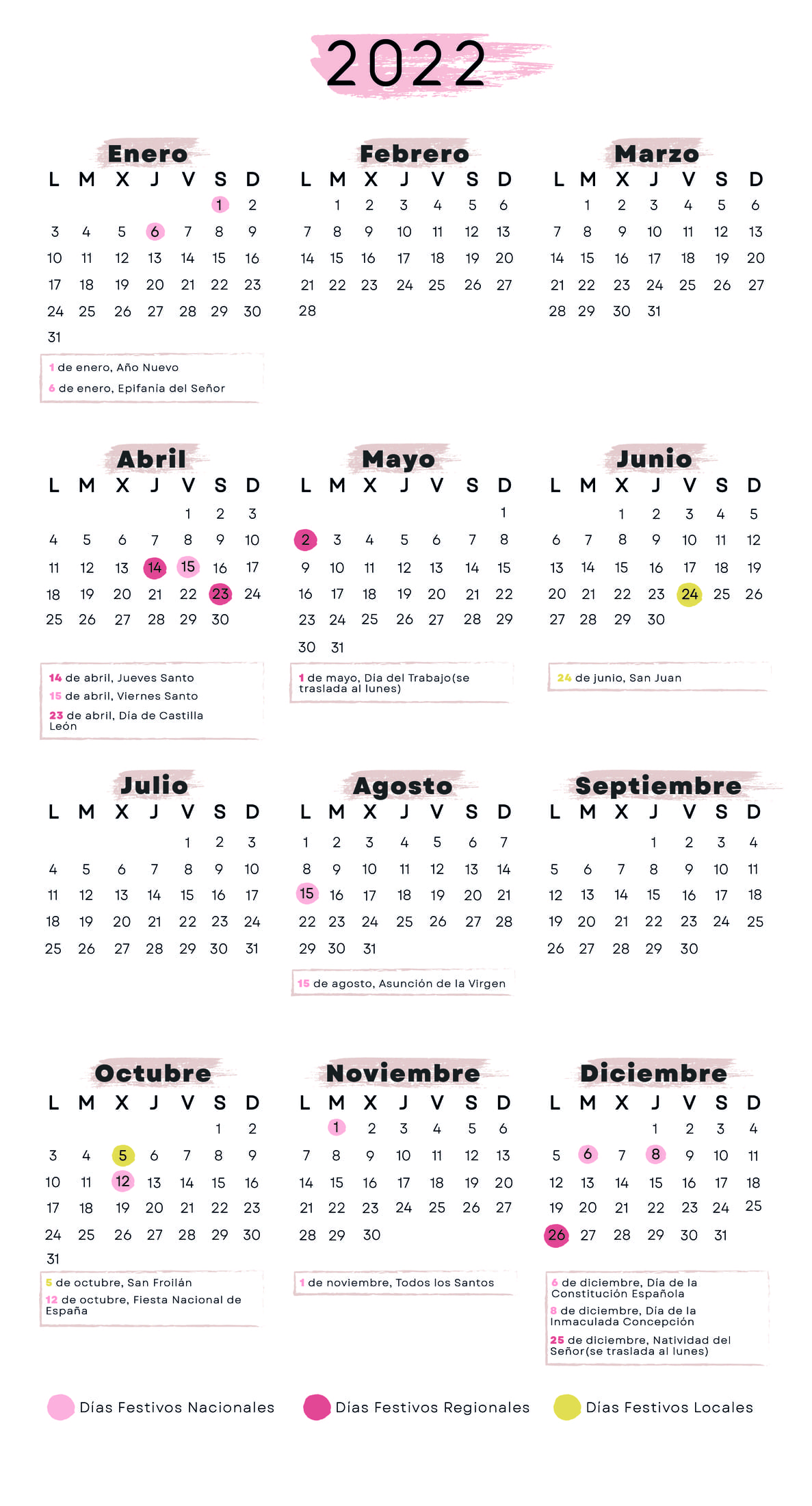 Calendario laboral León 2022