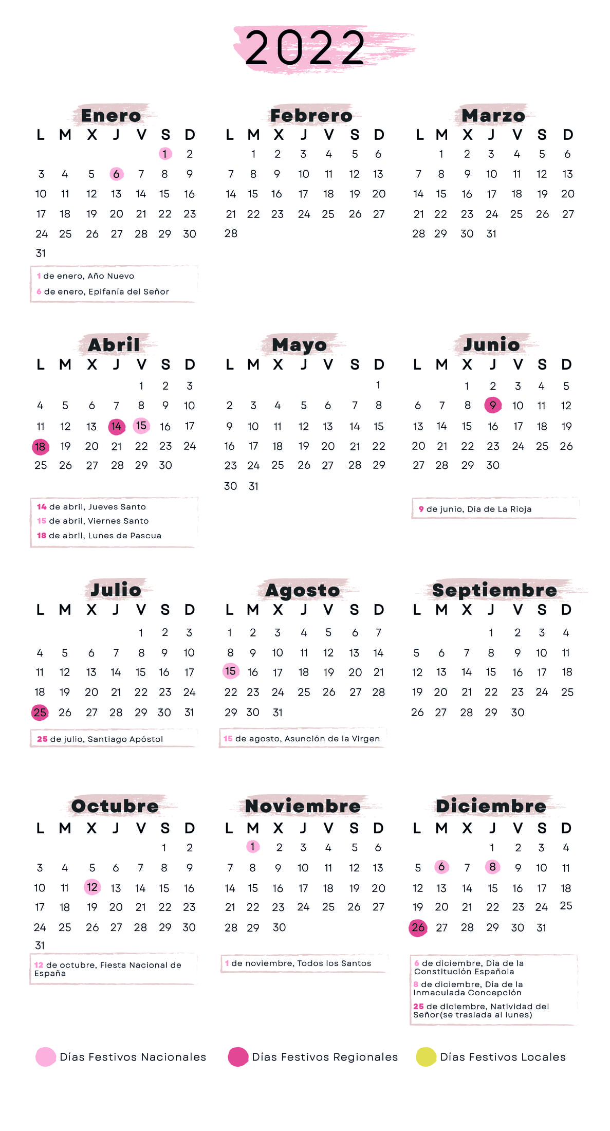 Calendario laboral Logroño 2022
