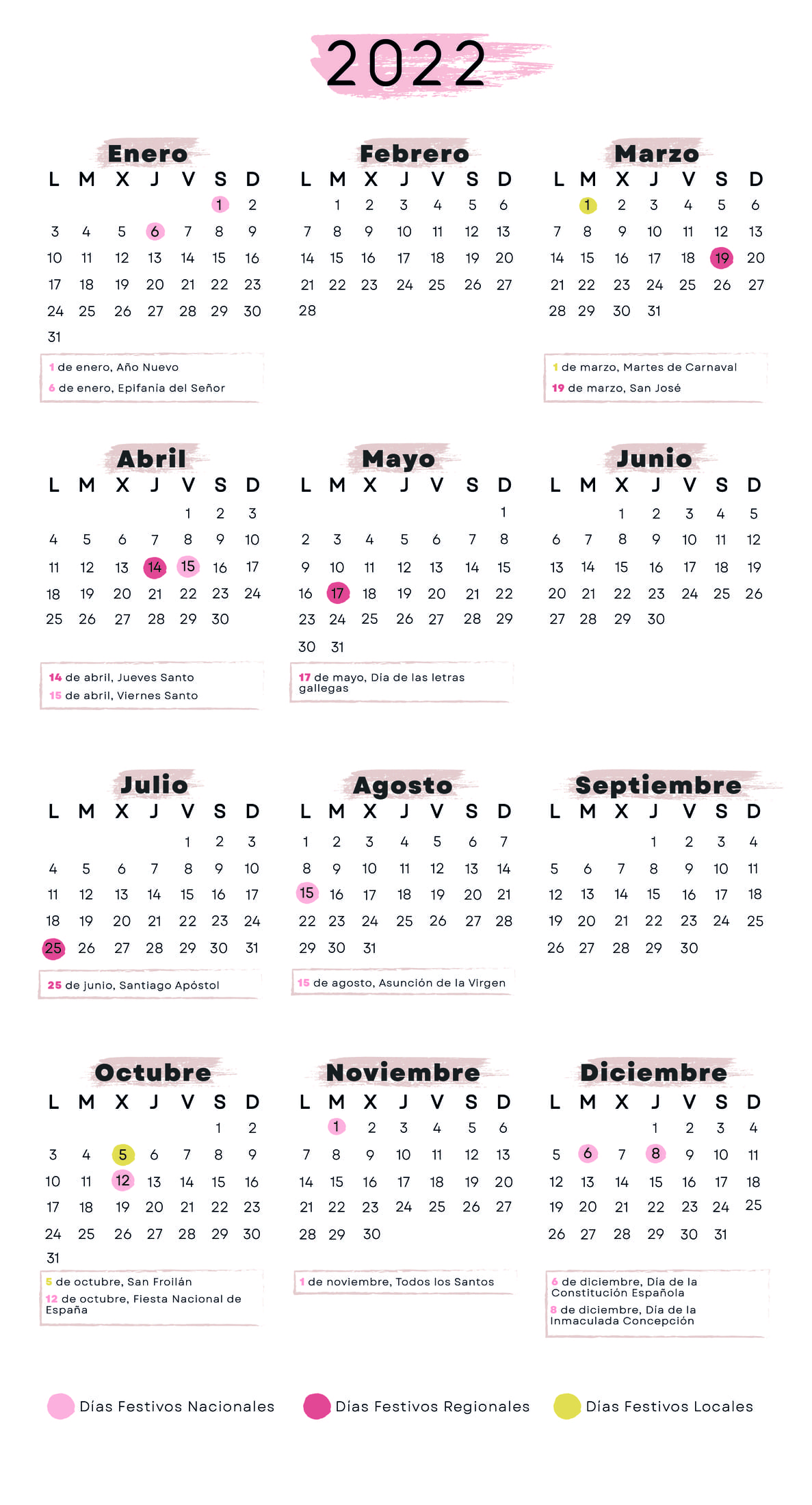 Calendario laboral Lugo 2022
