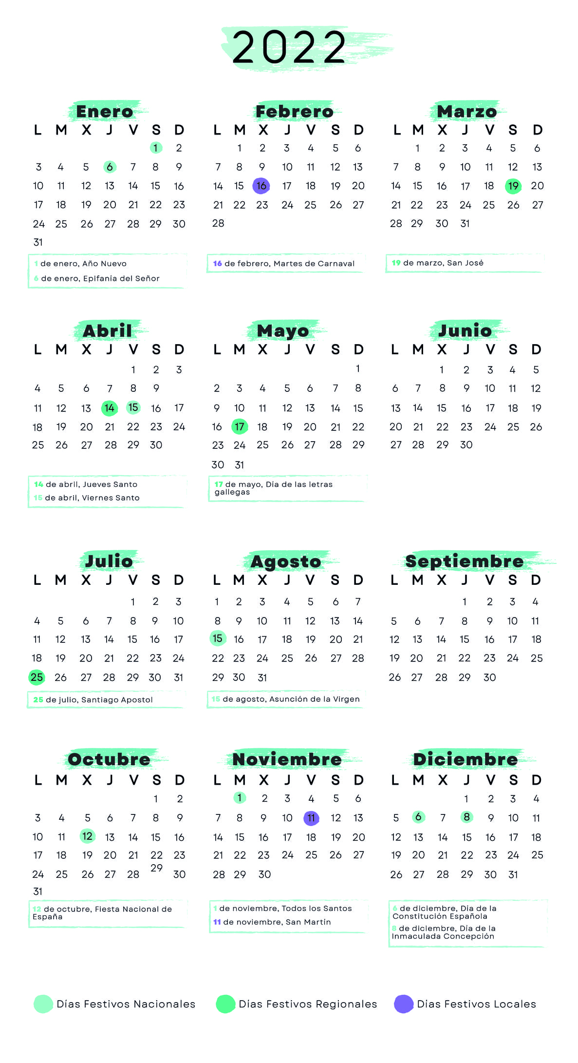 Calendario laboral Ourense 2022