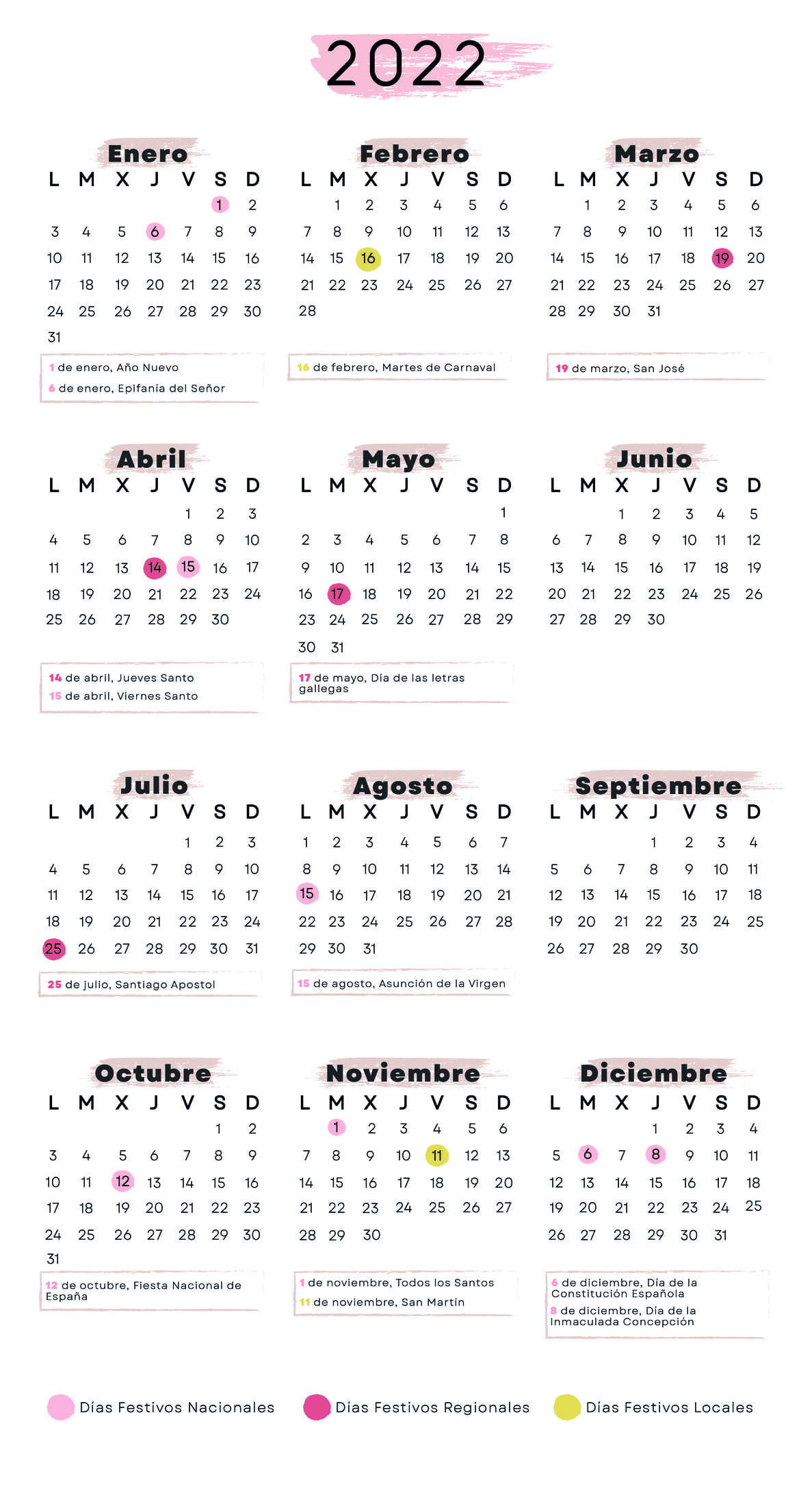 Calendario laboral Ourense 2022