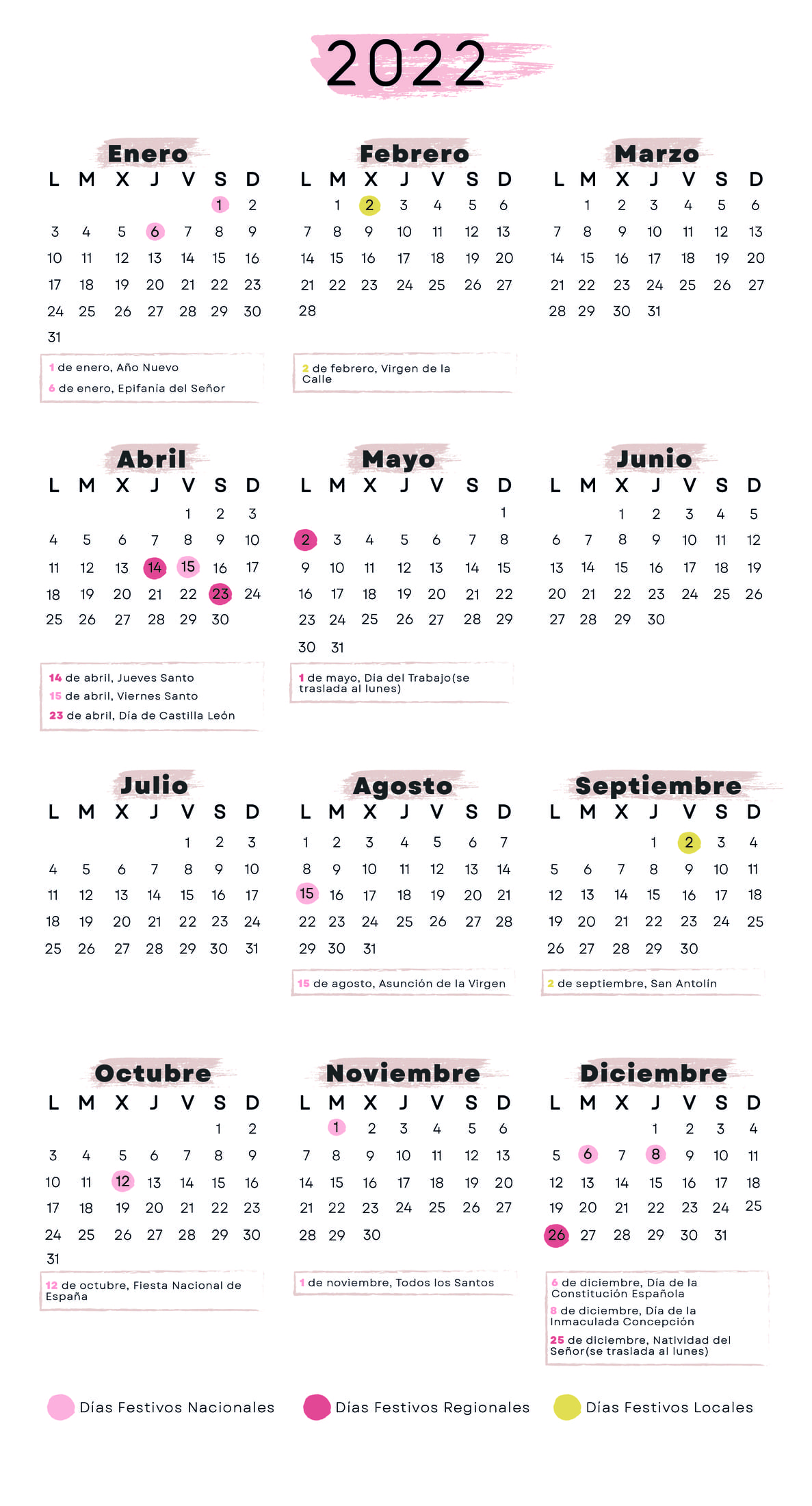 Calendario laboral Palencia 2022