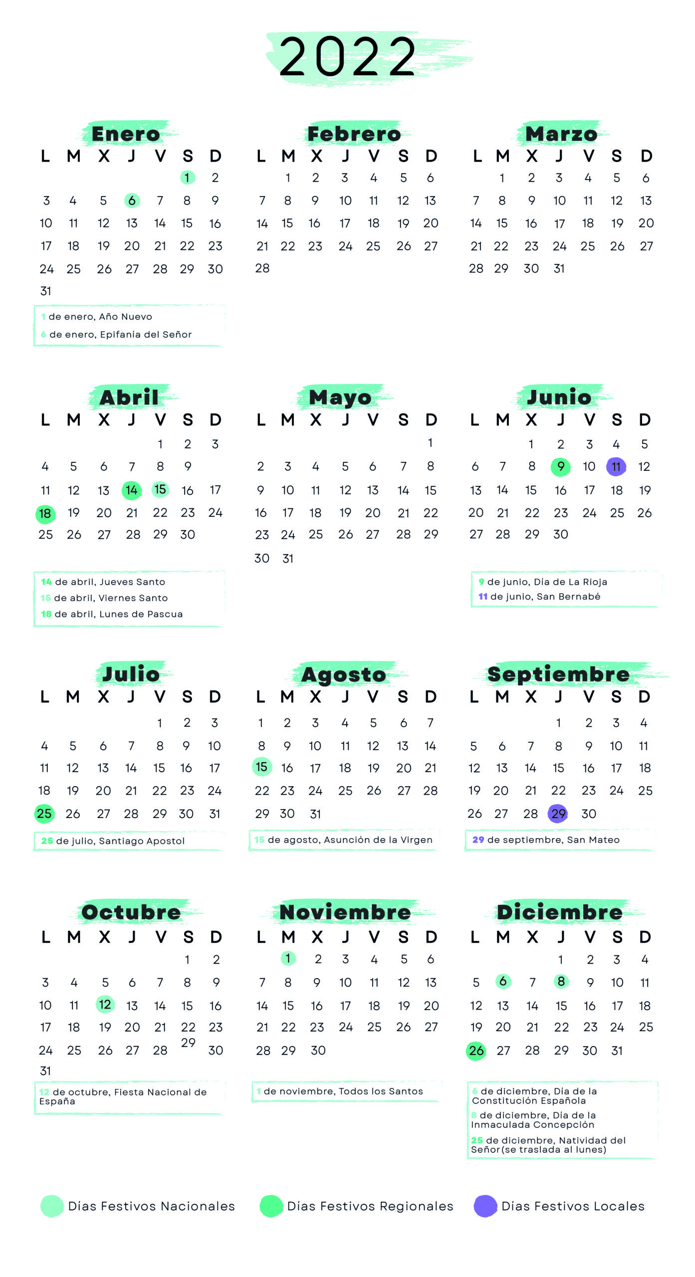 Calendario laboral La Rioja 2022