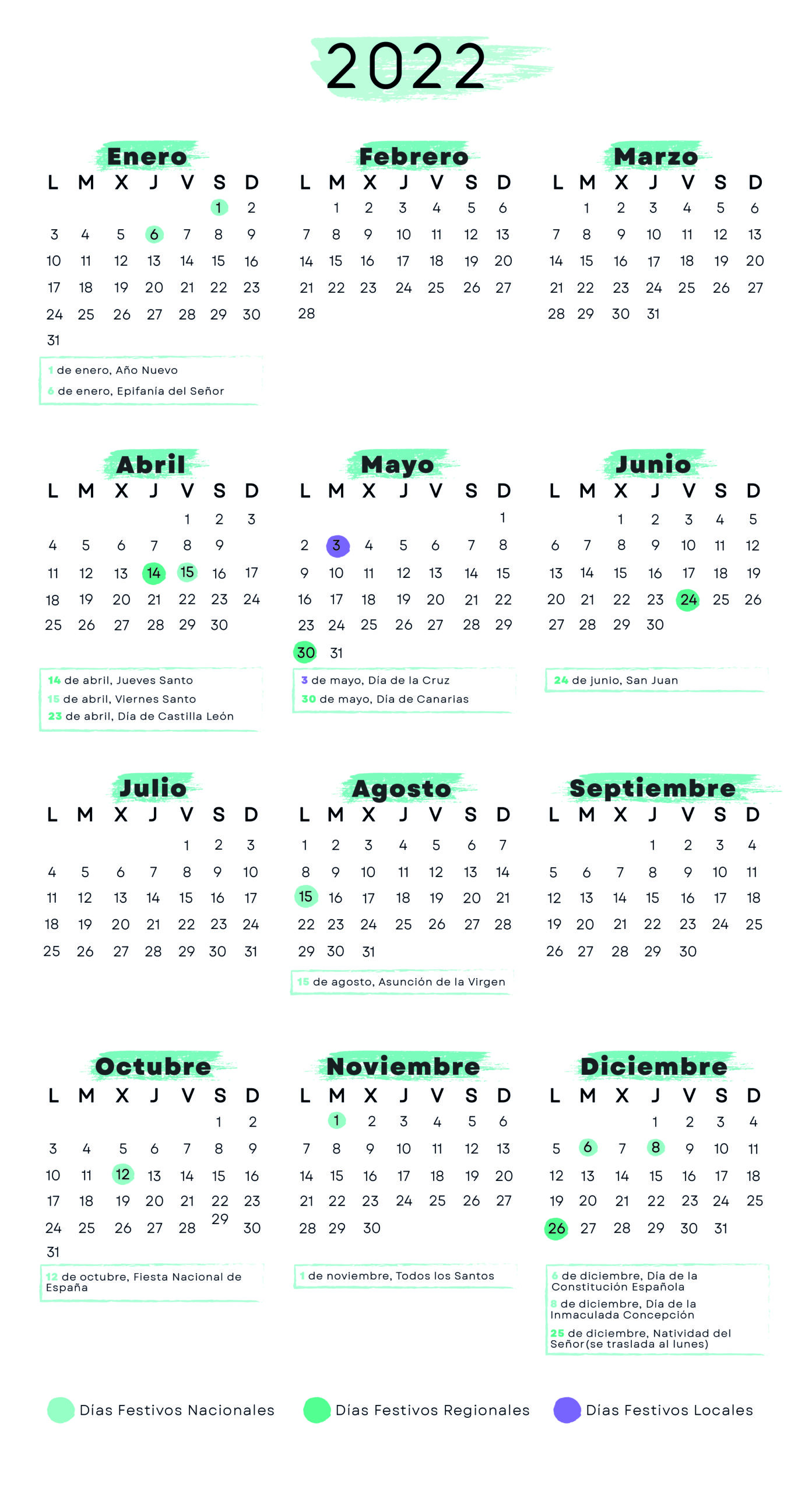 Calendario laboral Tenerife 2022