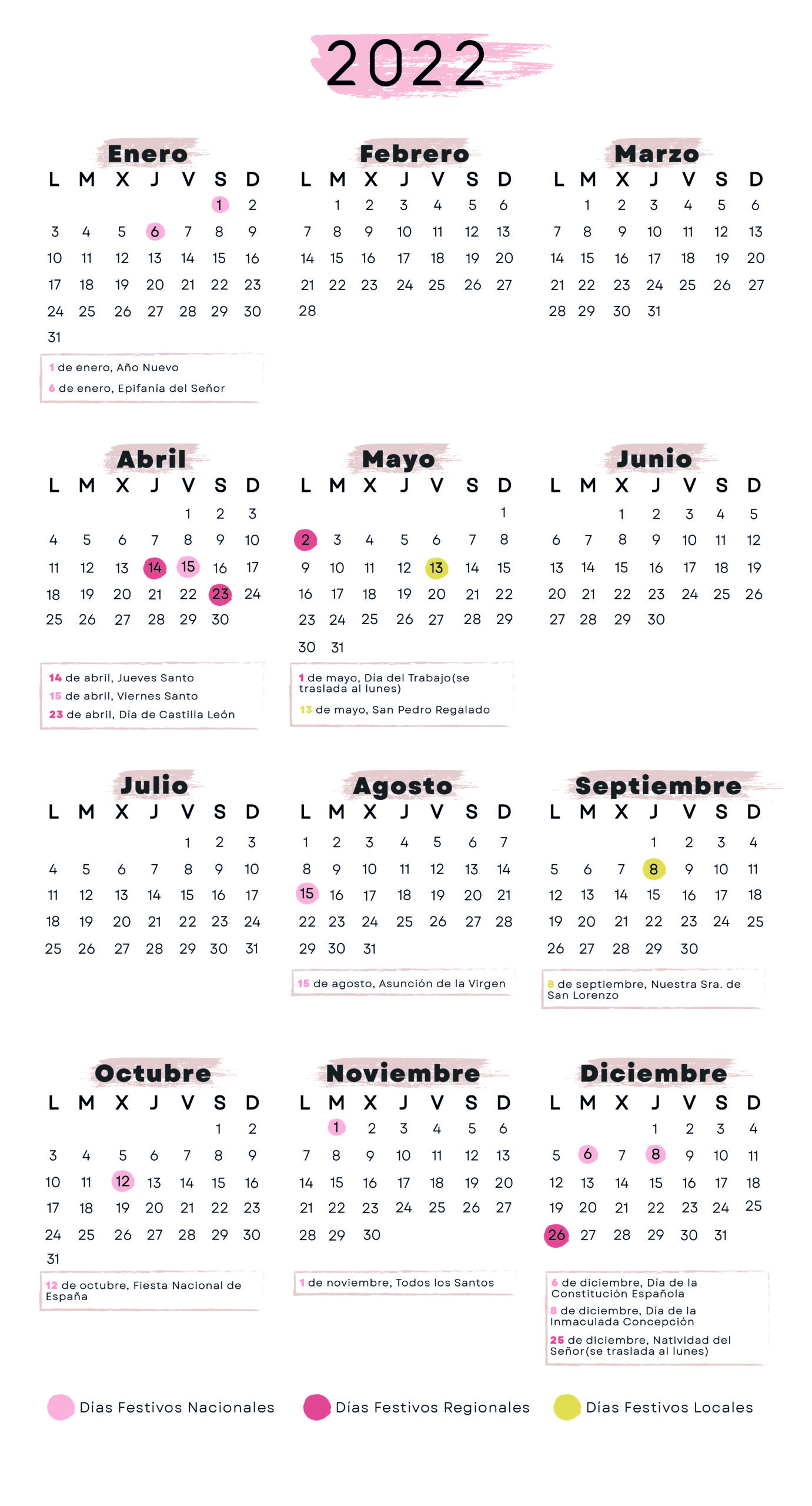 Calendario laboral Valladolid 2022