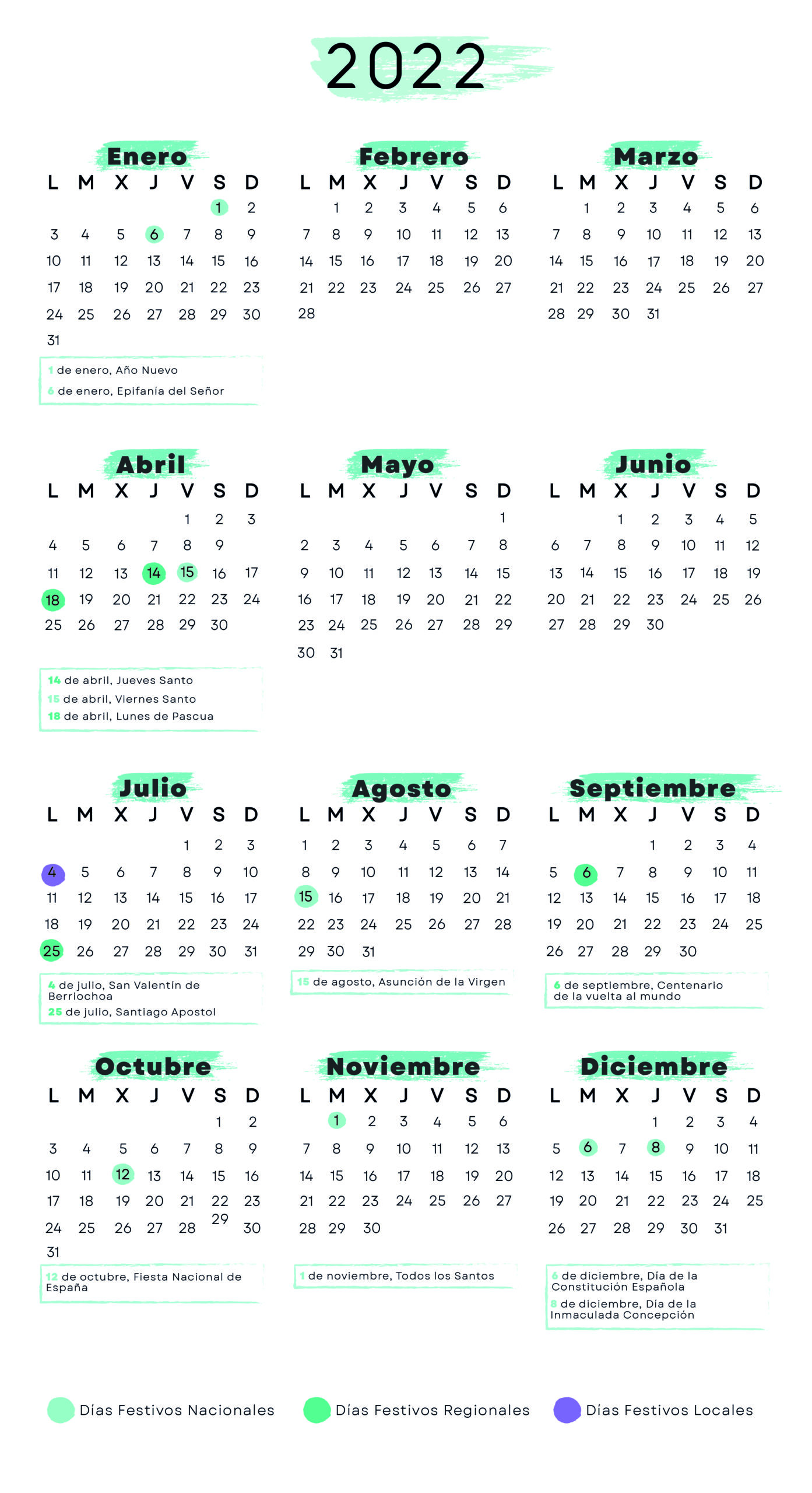 Calendario laboral Vizcaya 2022