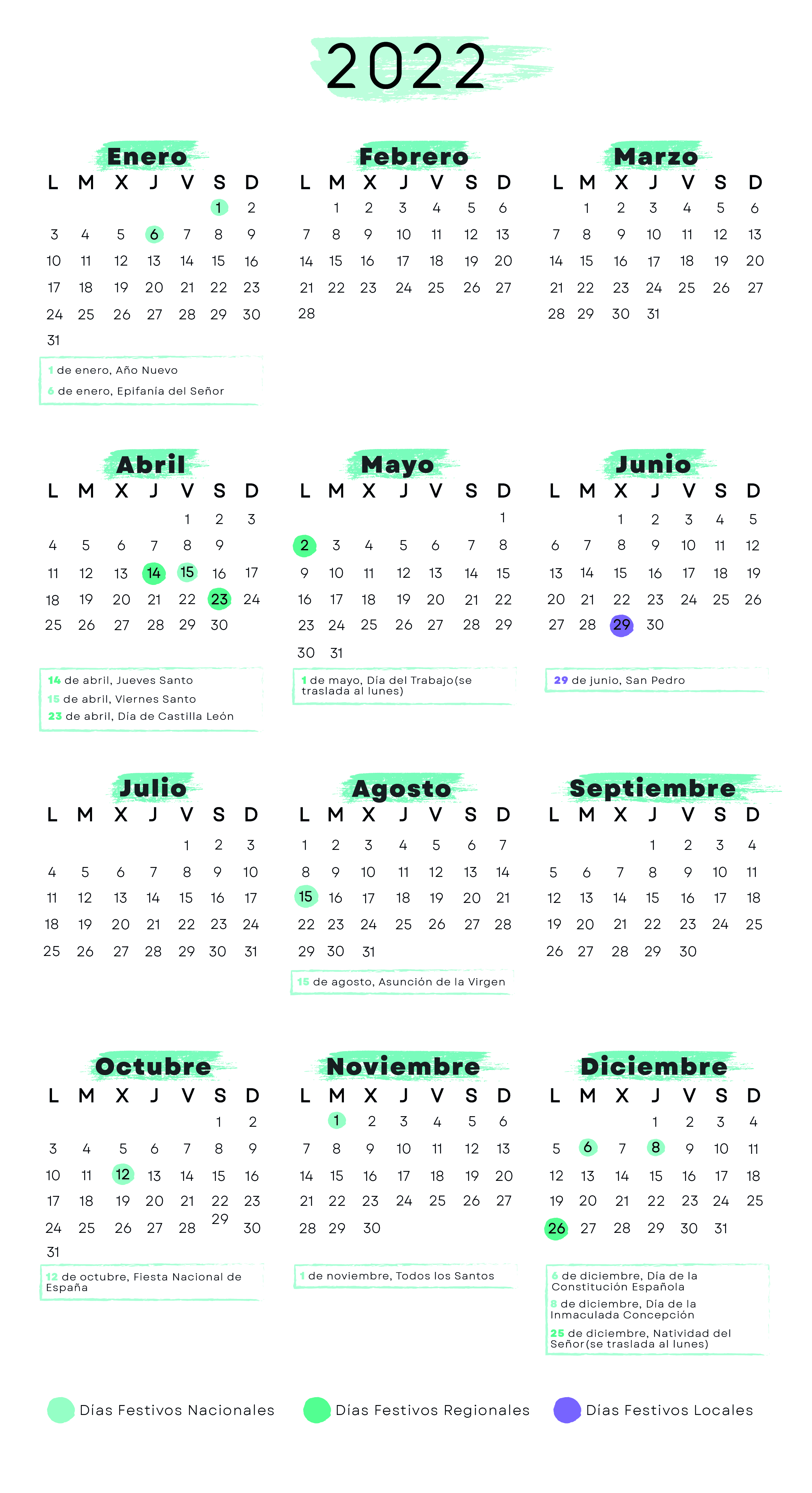 Calendario laboral Zamora 2022