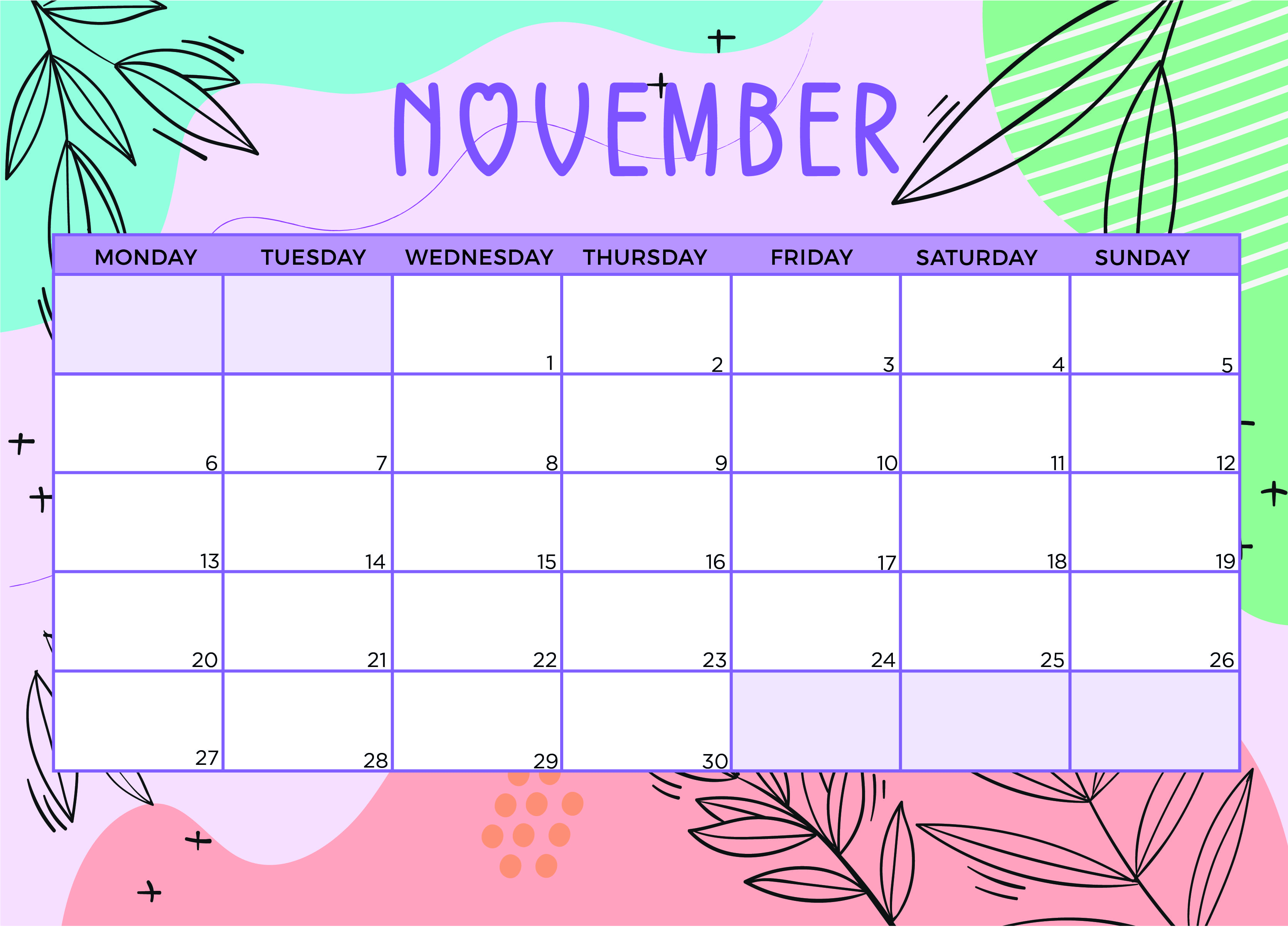 Printable November 2023 Calendar