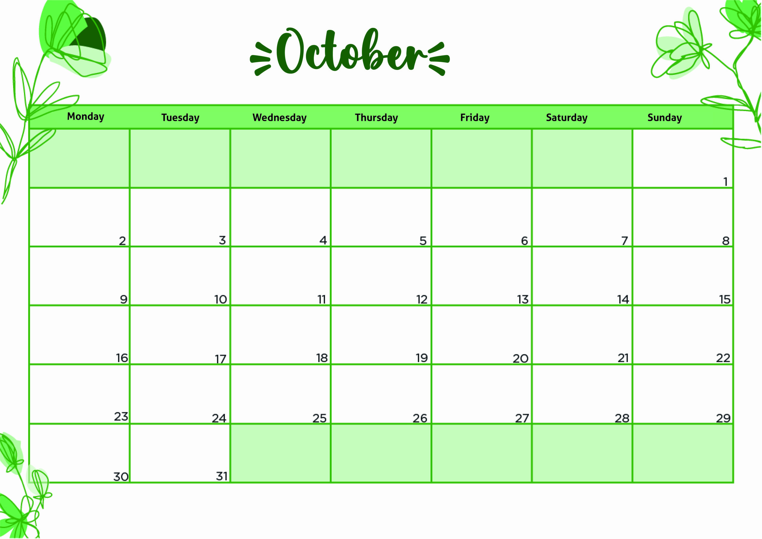 October 2023 Calendar