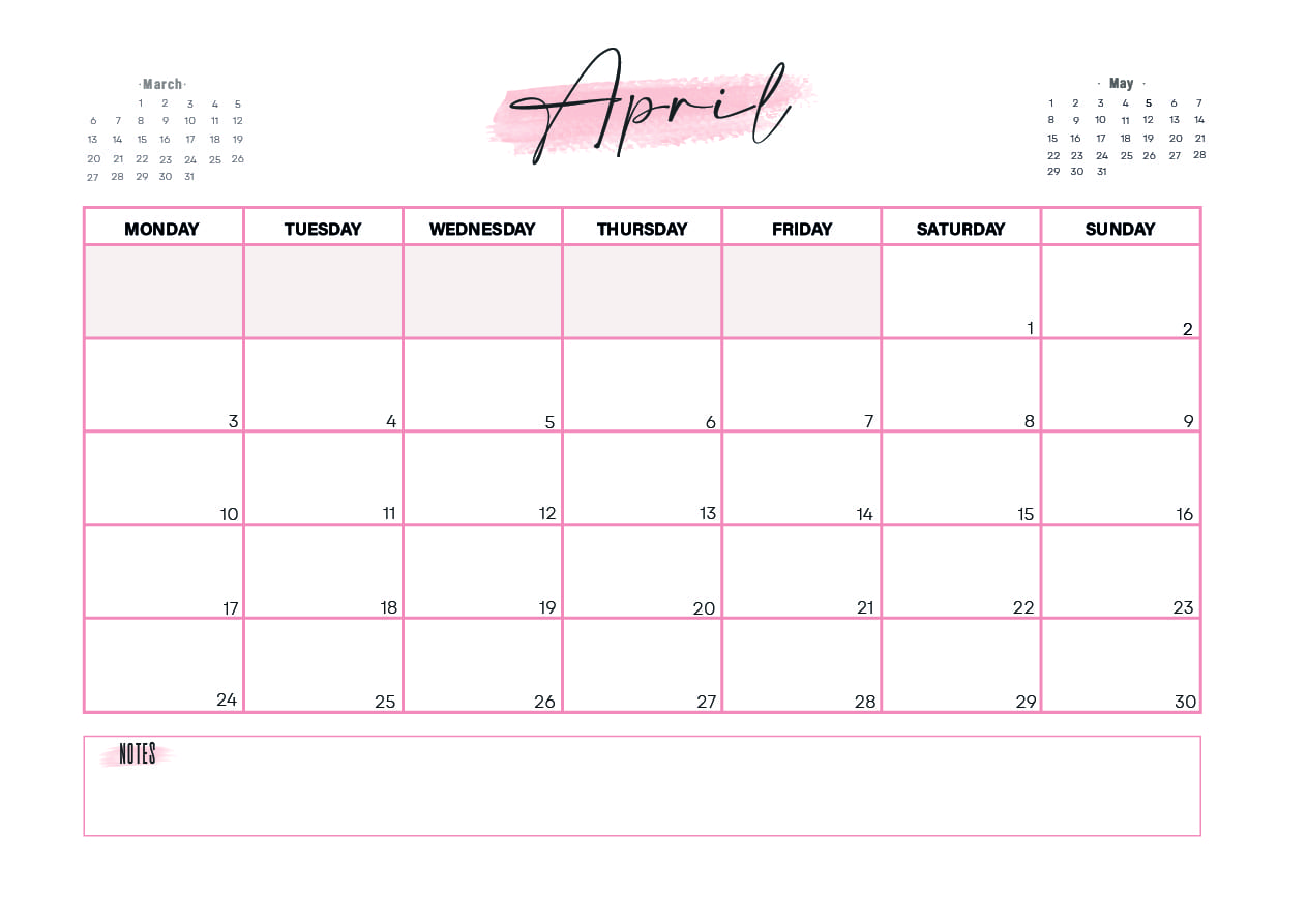 April 2023 Calendar printable