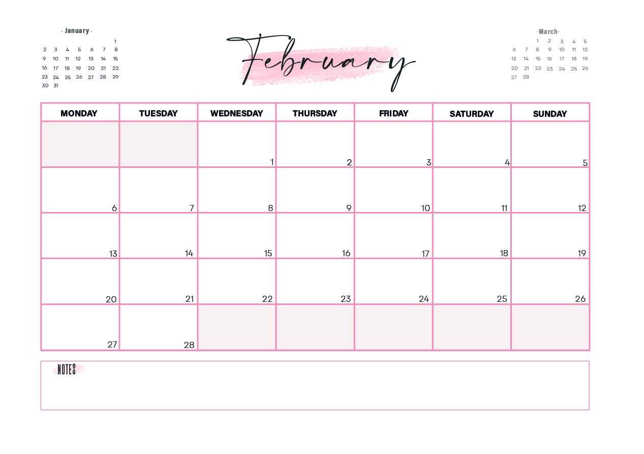 February 2023 Calendar printable
