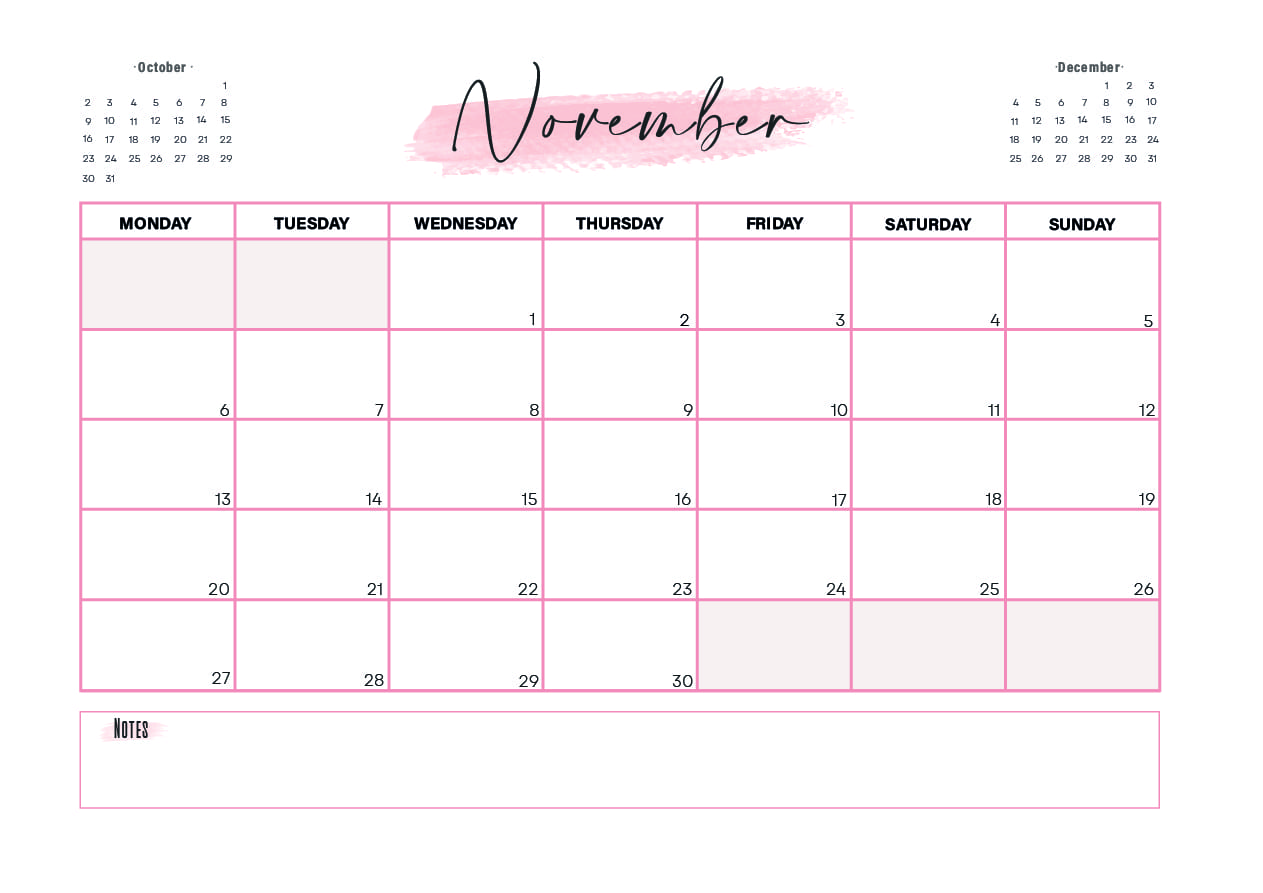 November 2023 Calendar printable