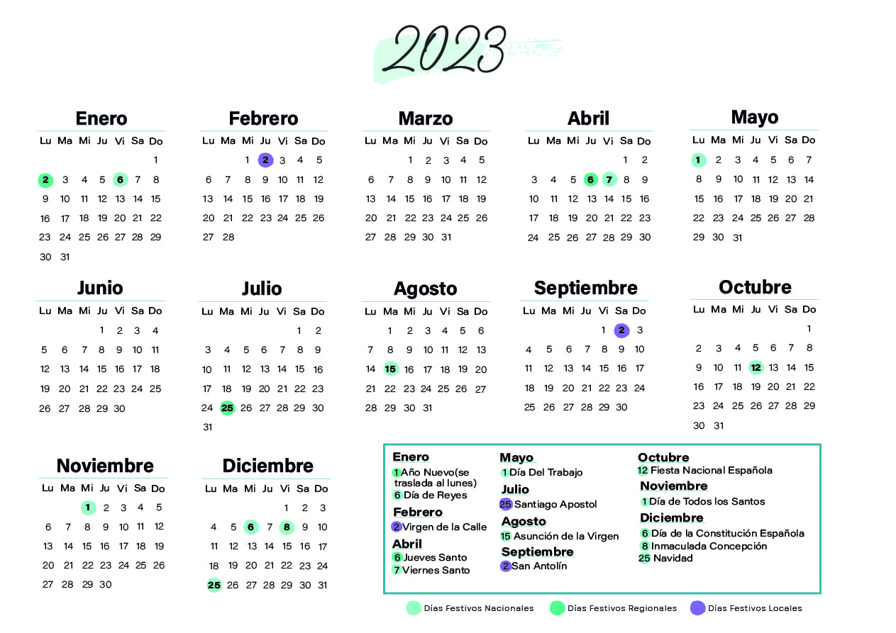 Calendario laboral Palencia 2023