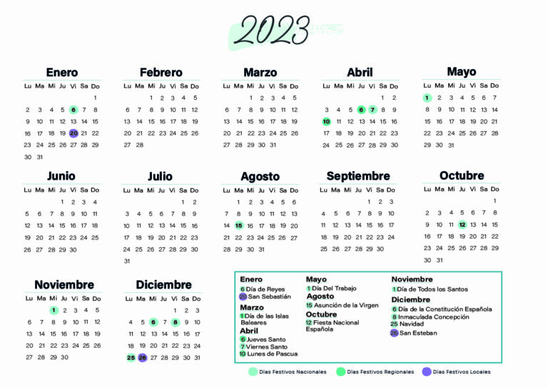 Calendario laboral Palma de Mallorca 2023