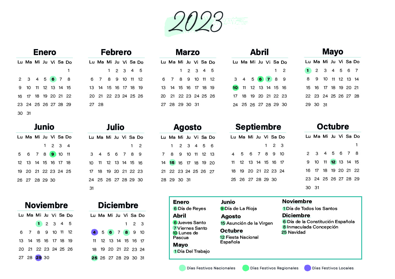 Calendario laboral La Rioja 2023