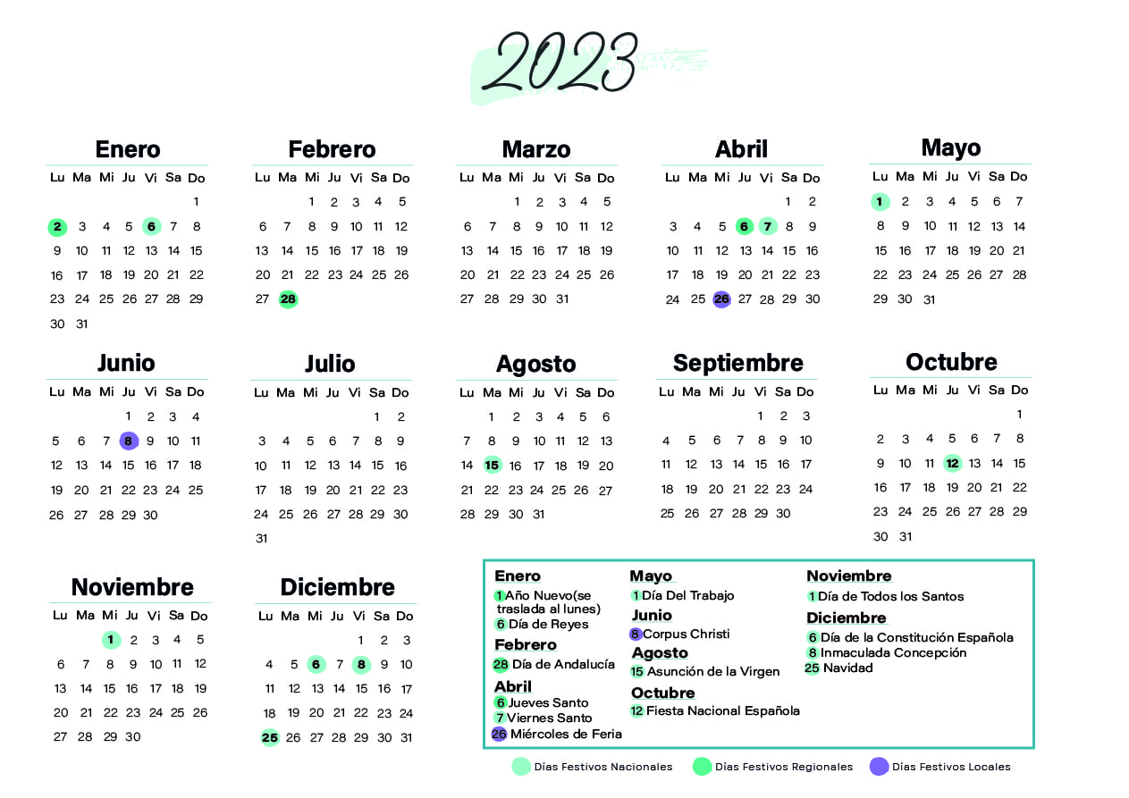 Calendario laboral Sevilla 2023