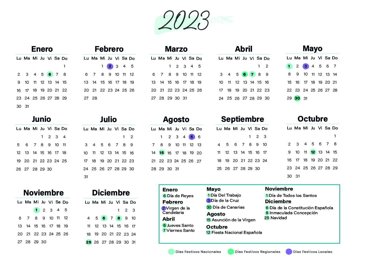 Calendario laboral Tenerife 2023