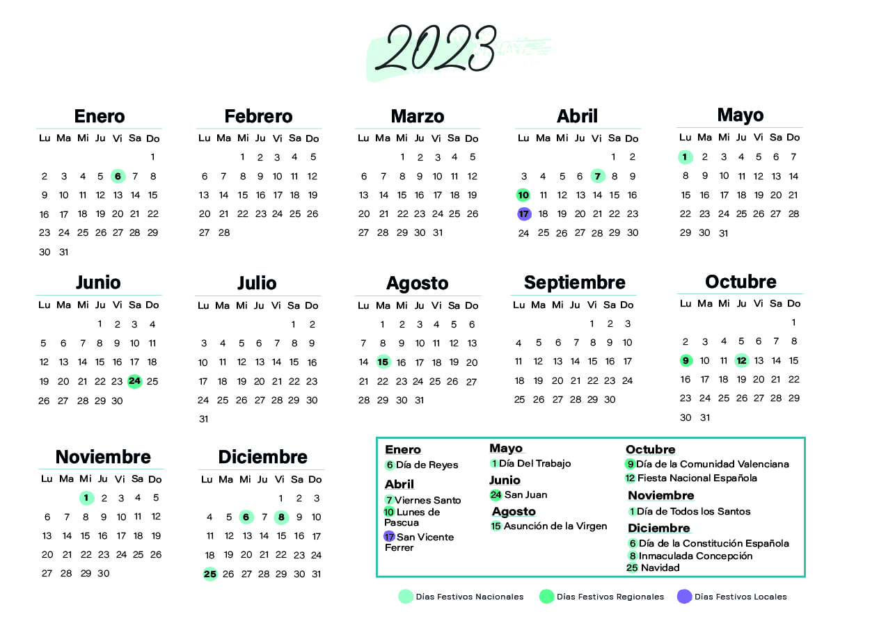 Calendario laboral Valencia 2023