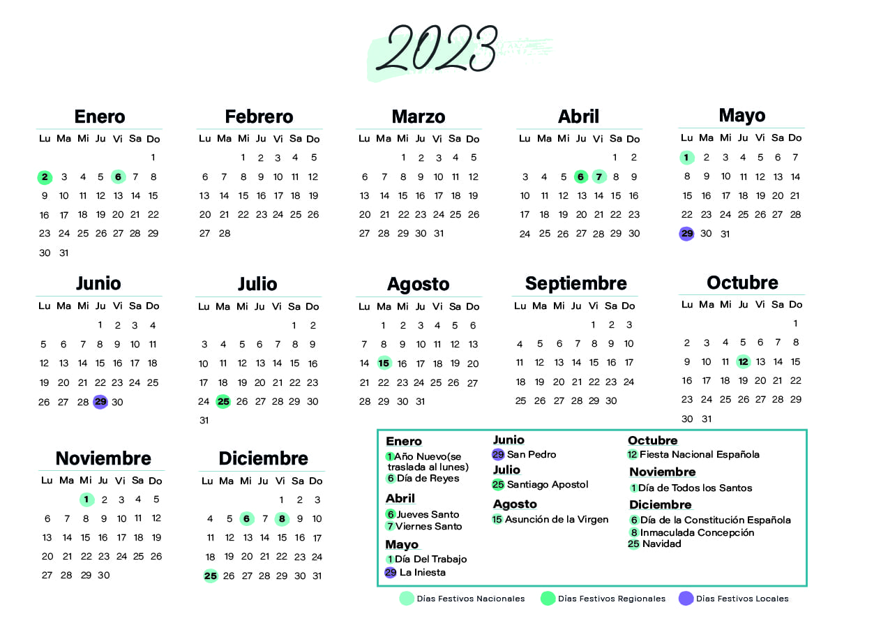 Calendario laboral Zamora 2023
