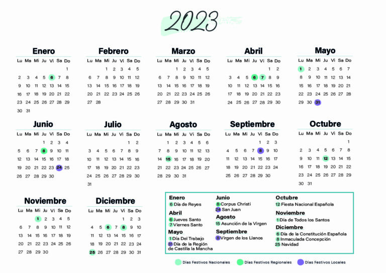 Calendario laboral Albacete 2023