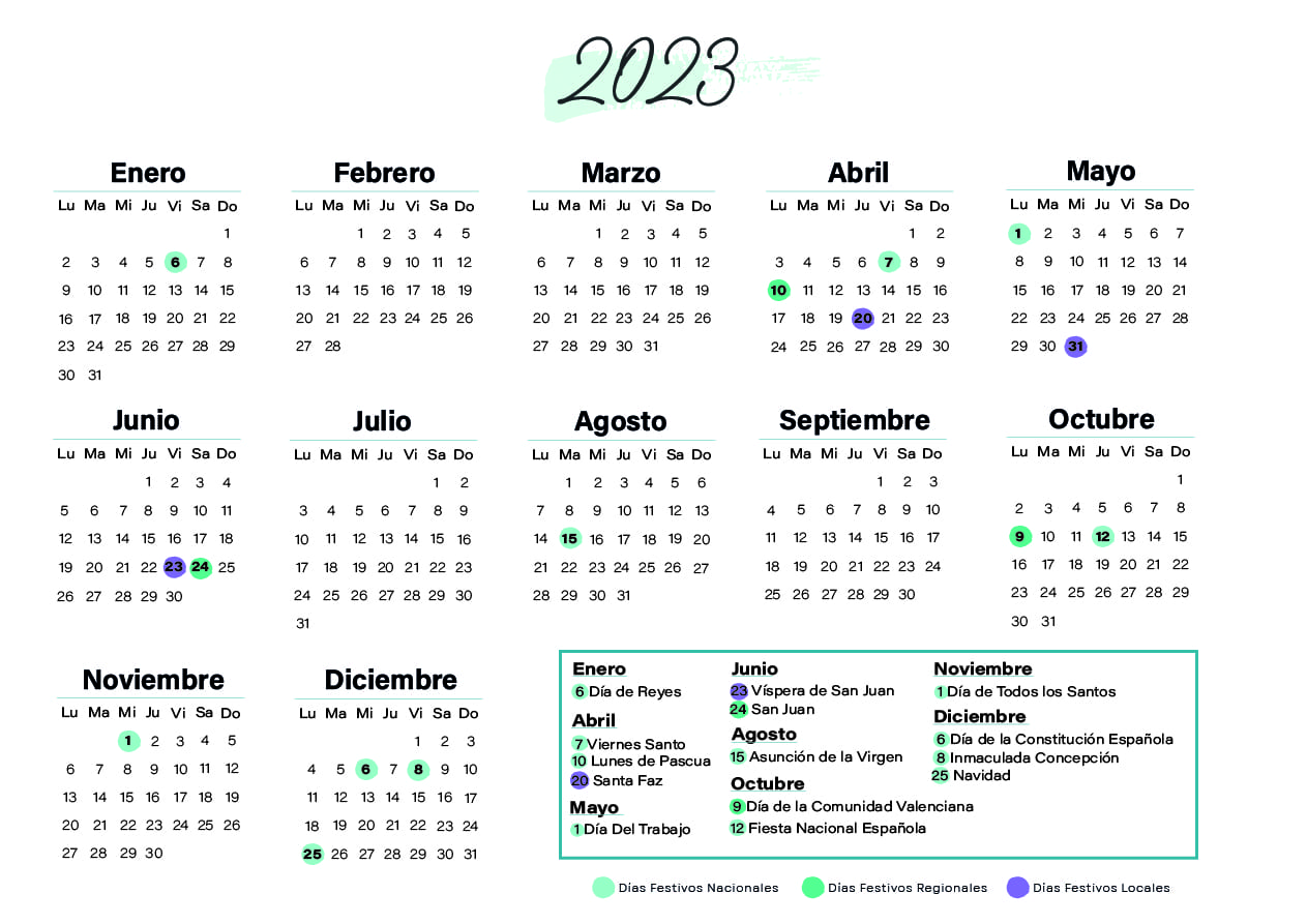 Calendario laboral Alicante 2023