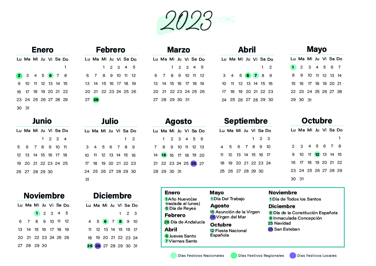 Calendario laboral Almería 2023