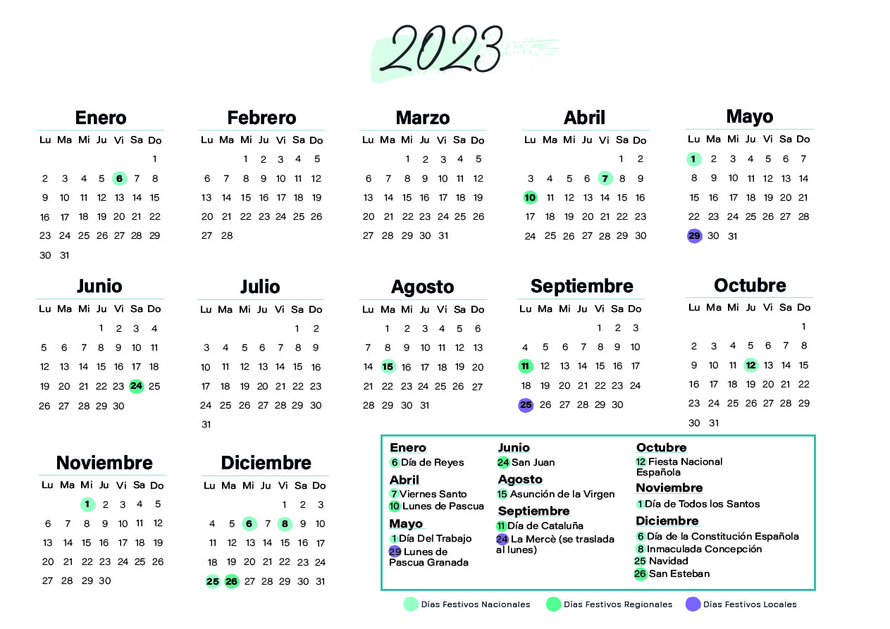 Calendario laboral Barcelona 2023