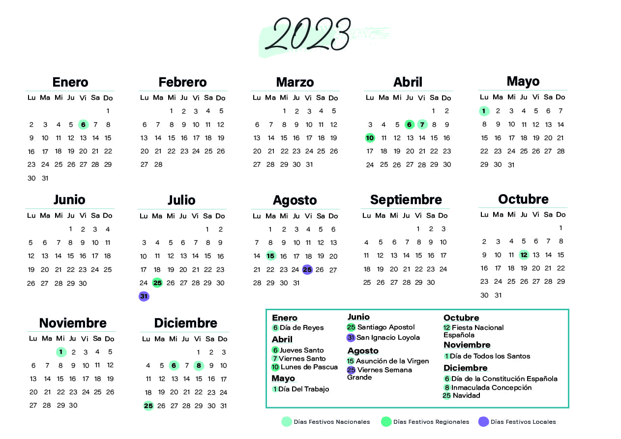 Calendario laboral Bilbao 2023