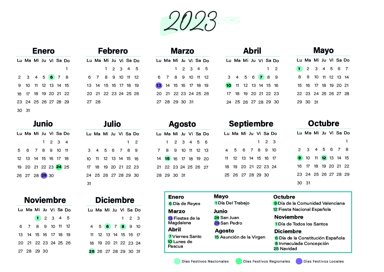 Calendario laboral Castellón 2023